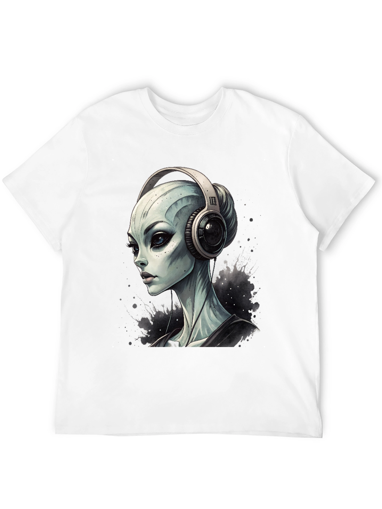 Black Alien DJ Black T-Shirt - Sci-Fi Music Lover Tee view 12