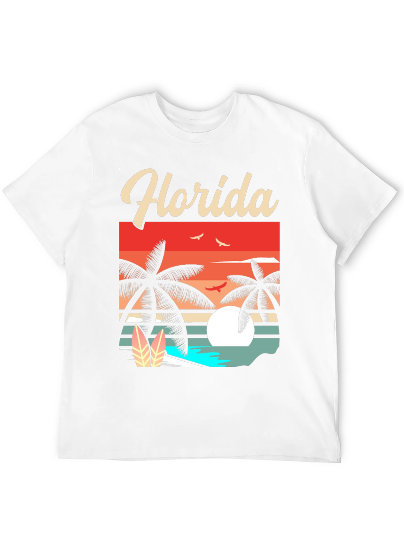 Black Florida Retro Sunset Palm T-Shirt view 12