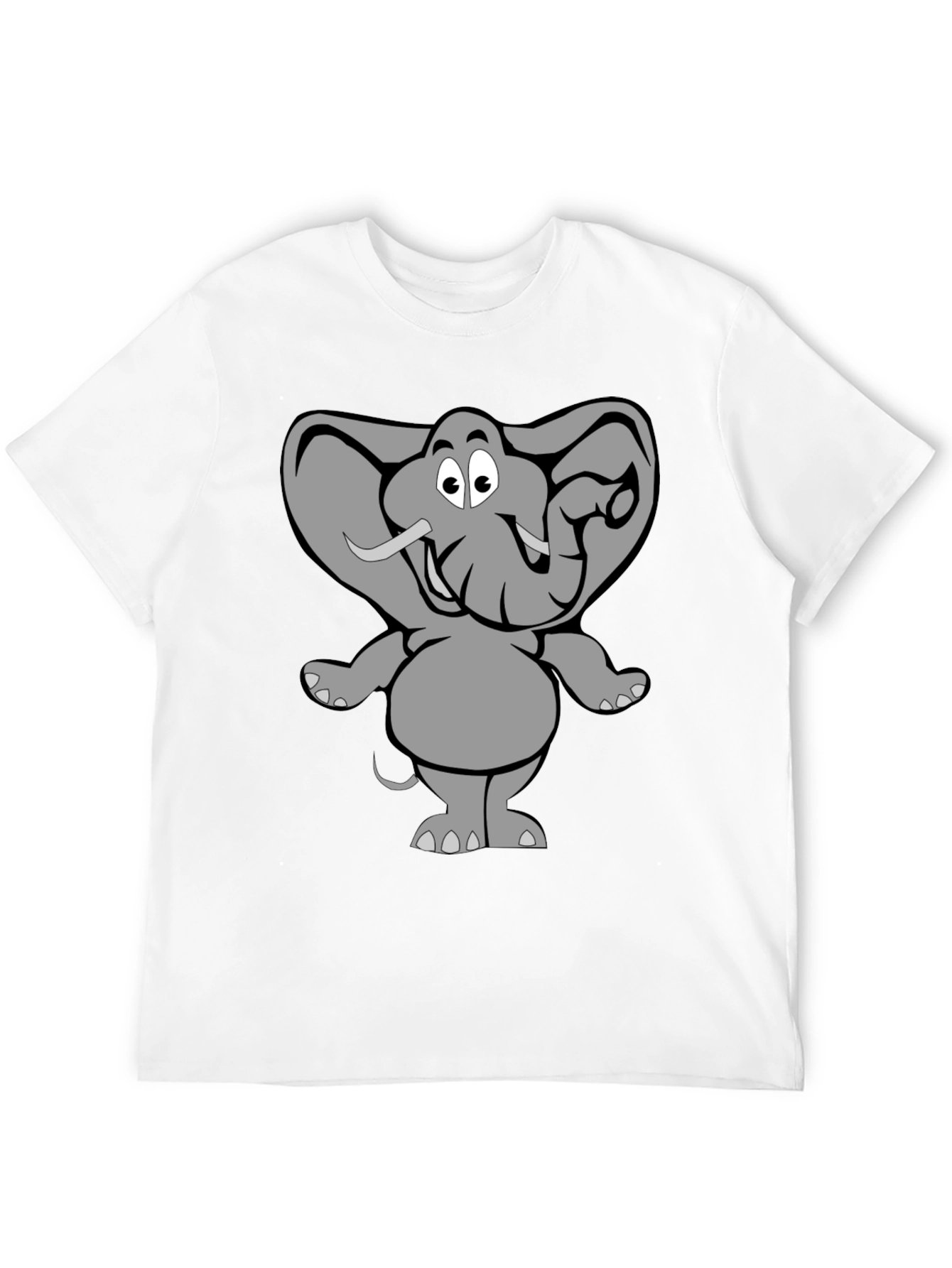 Black Elephant Cartoon Graphic Black T-Shirt view 12