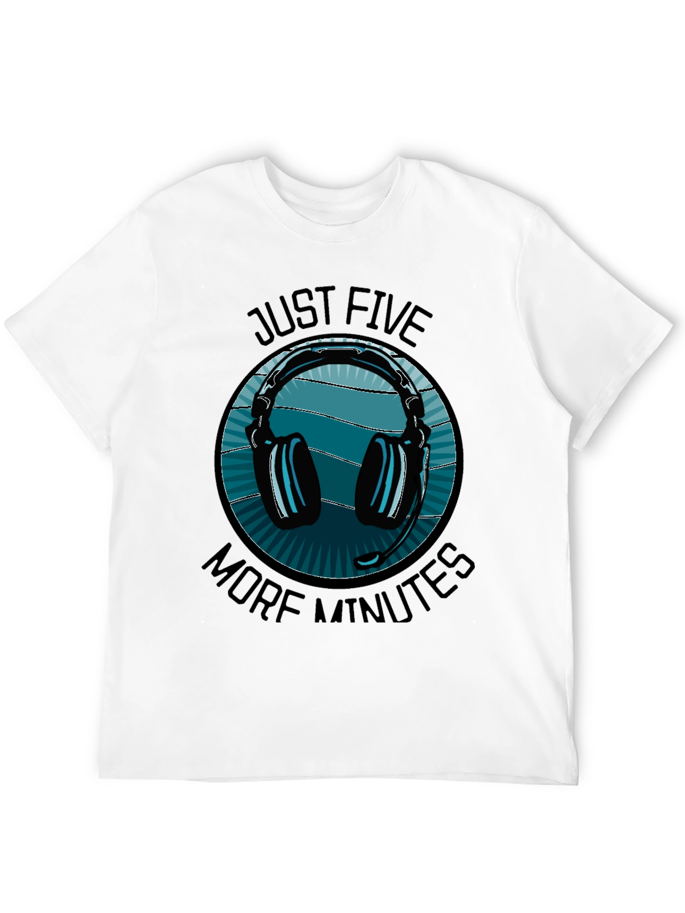 Black Just Five More Minutes Gaming Headset T-Shirt view 12