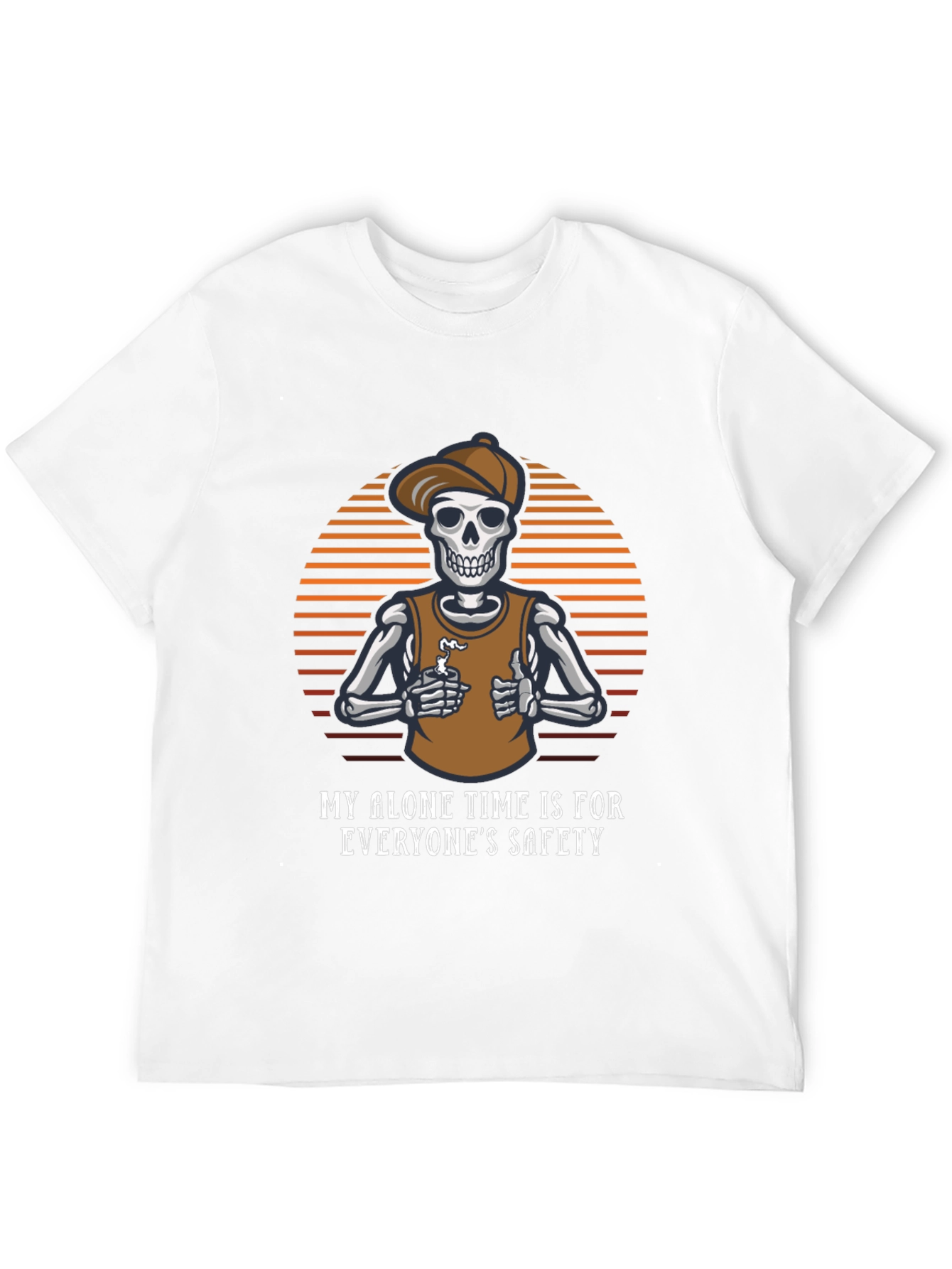 Black Funny Skeleton T-Shirt: Alone Time is Safety view 12