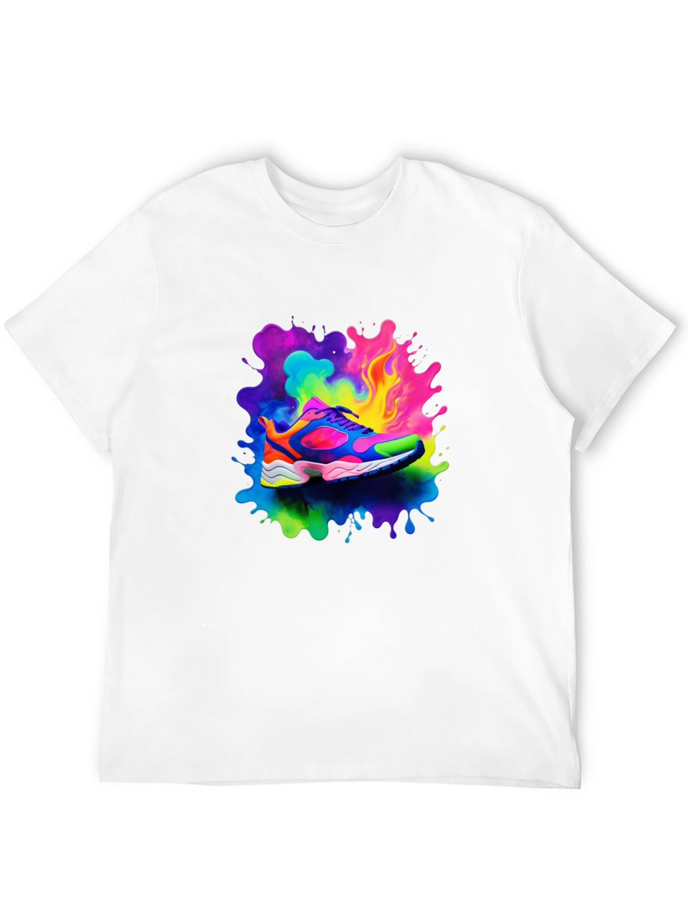 Black Men's Black T-Shirt with Colorful Shoe Design view 12
