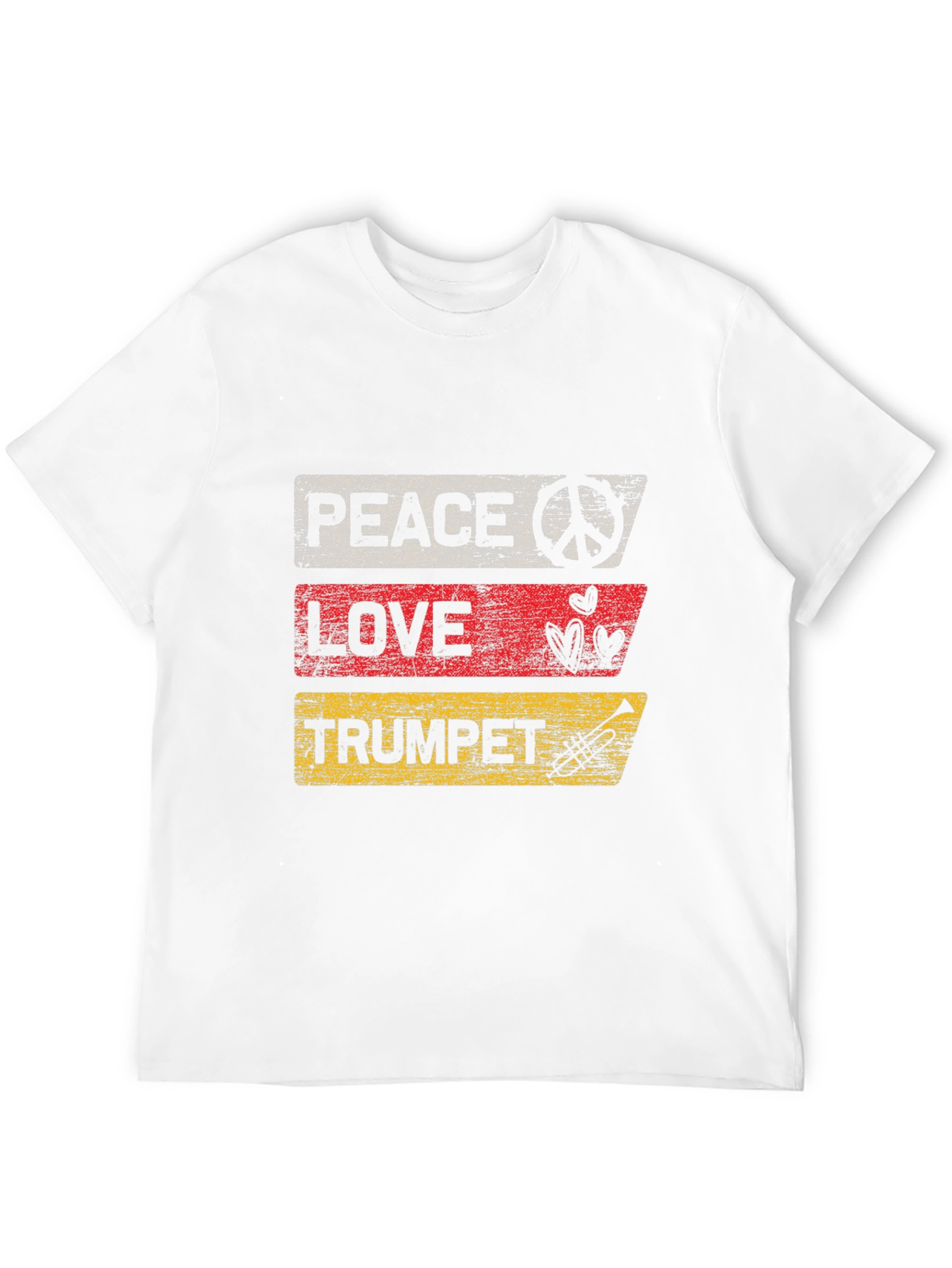 Black Peace Love Trumpet Black Graphic T-Shirt view 12
