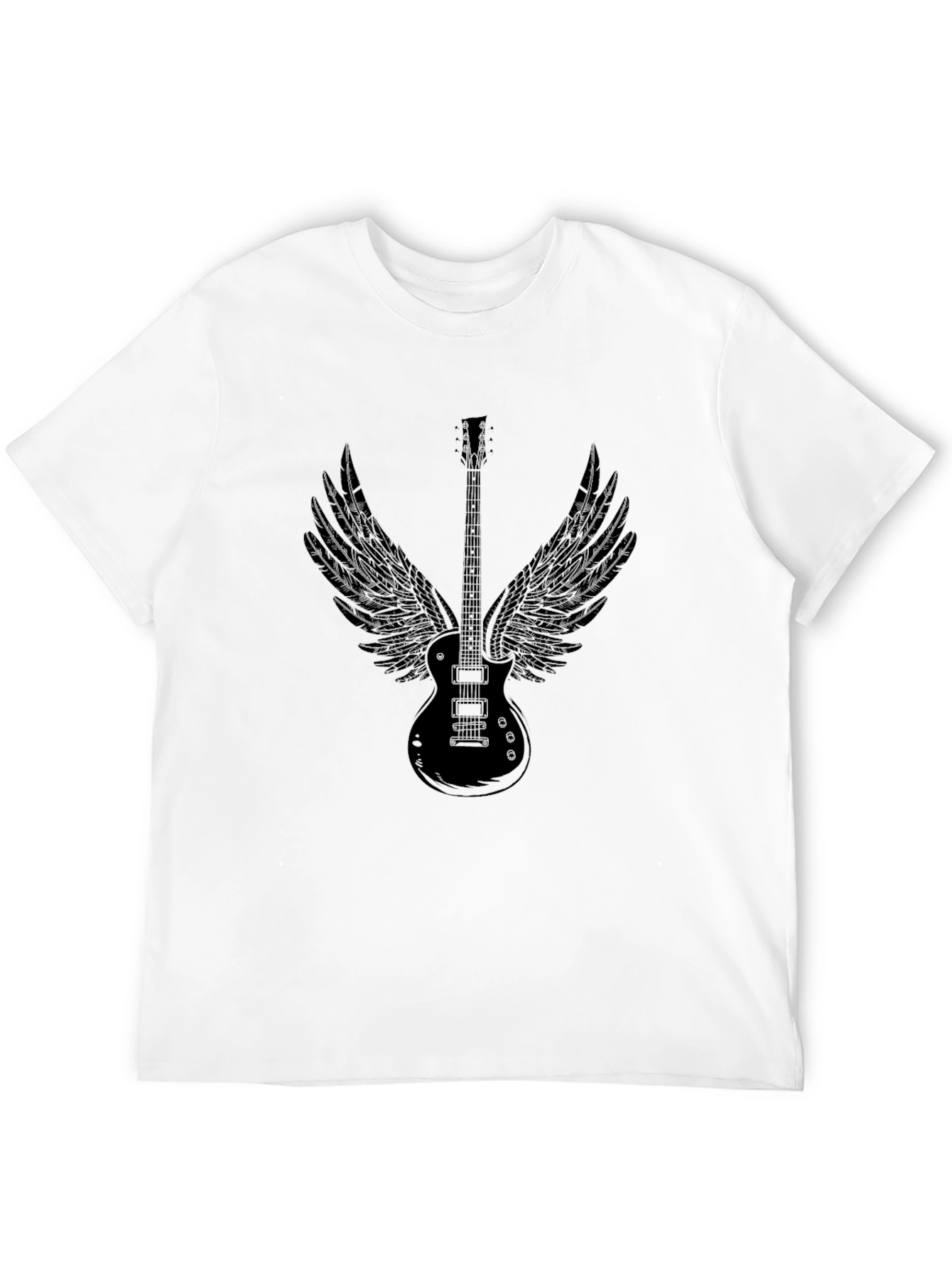 Black Guitar Wings Graphic Black T-Shirt view 12