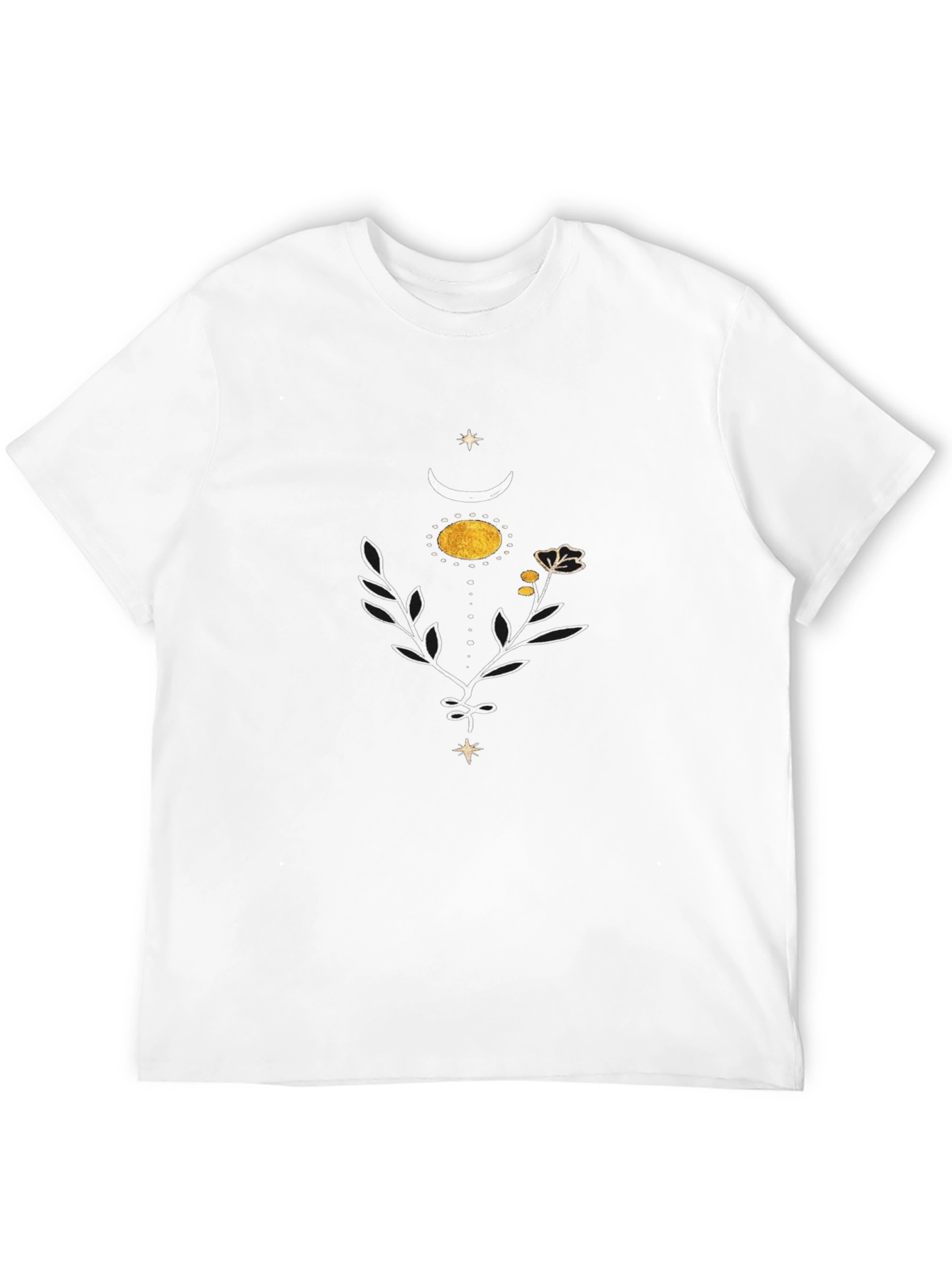 Black Celestial Floral T-Shirt - Black Cotton view 12