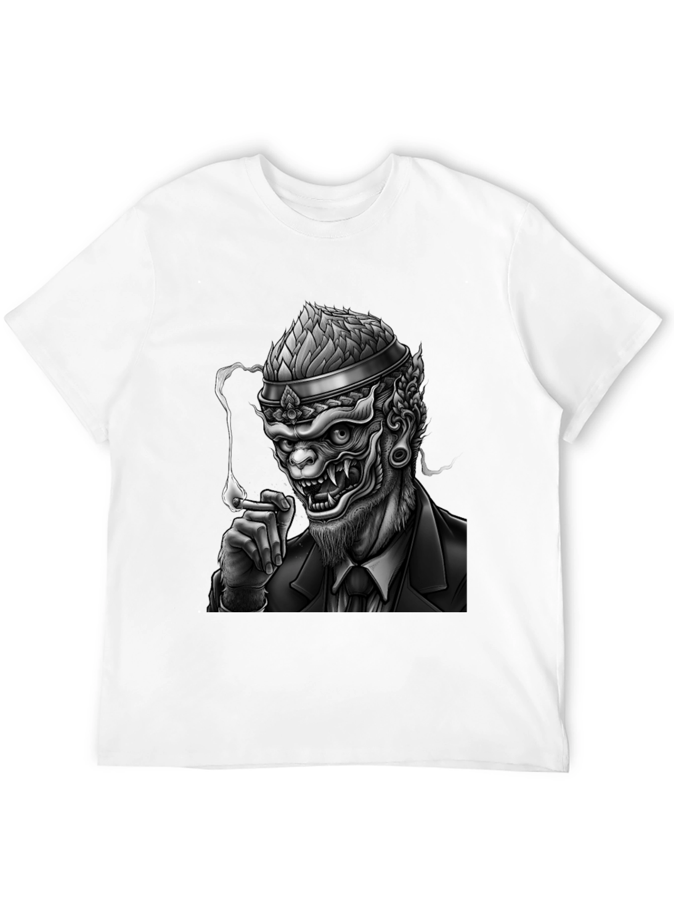 Black Smoking Demon Graphic Tee - Black view 12