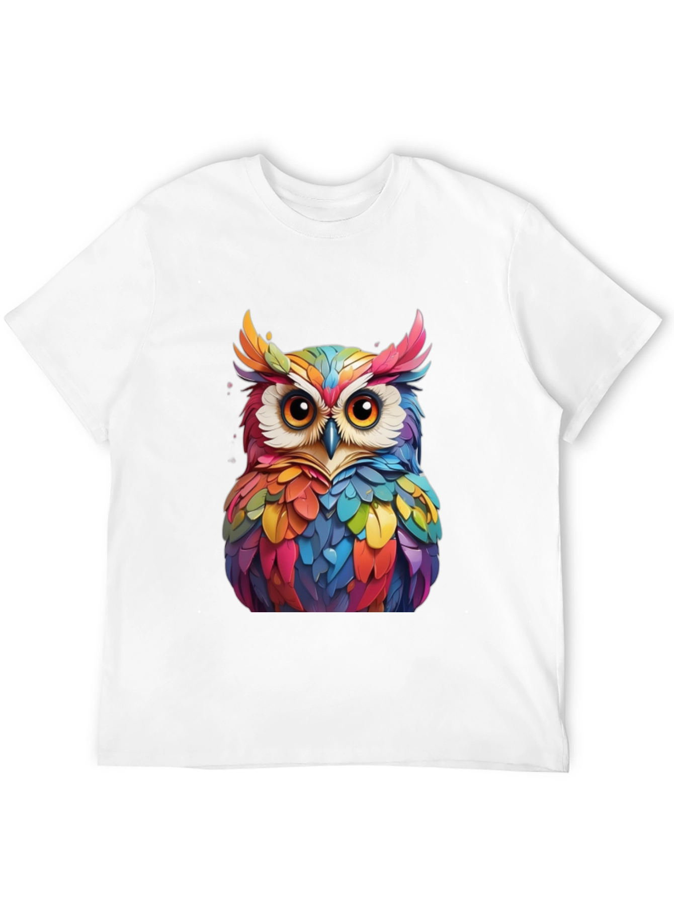 Black Colorful Owl Graphic Print Black T-Shirt view 12