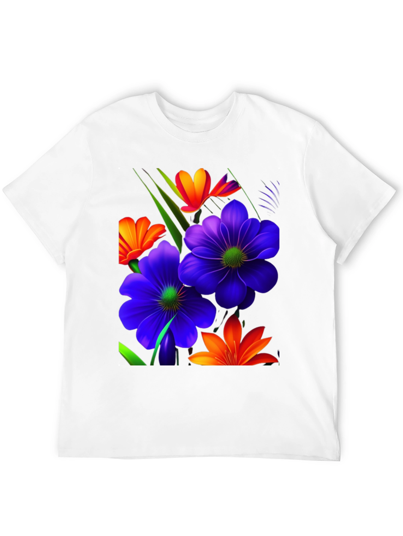 Black Floral Design T-Shirt - Bold & Vibrant view 12