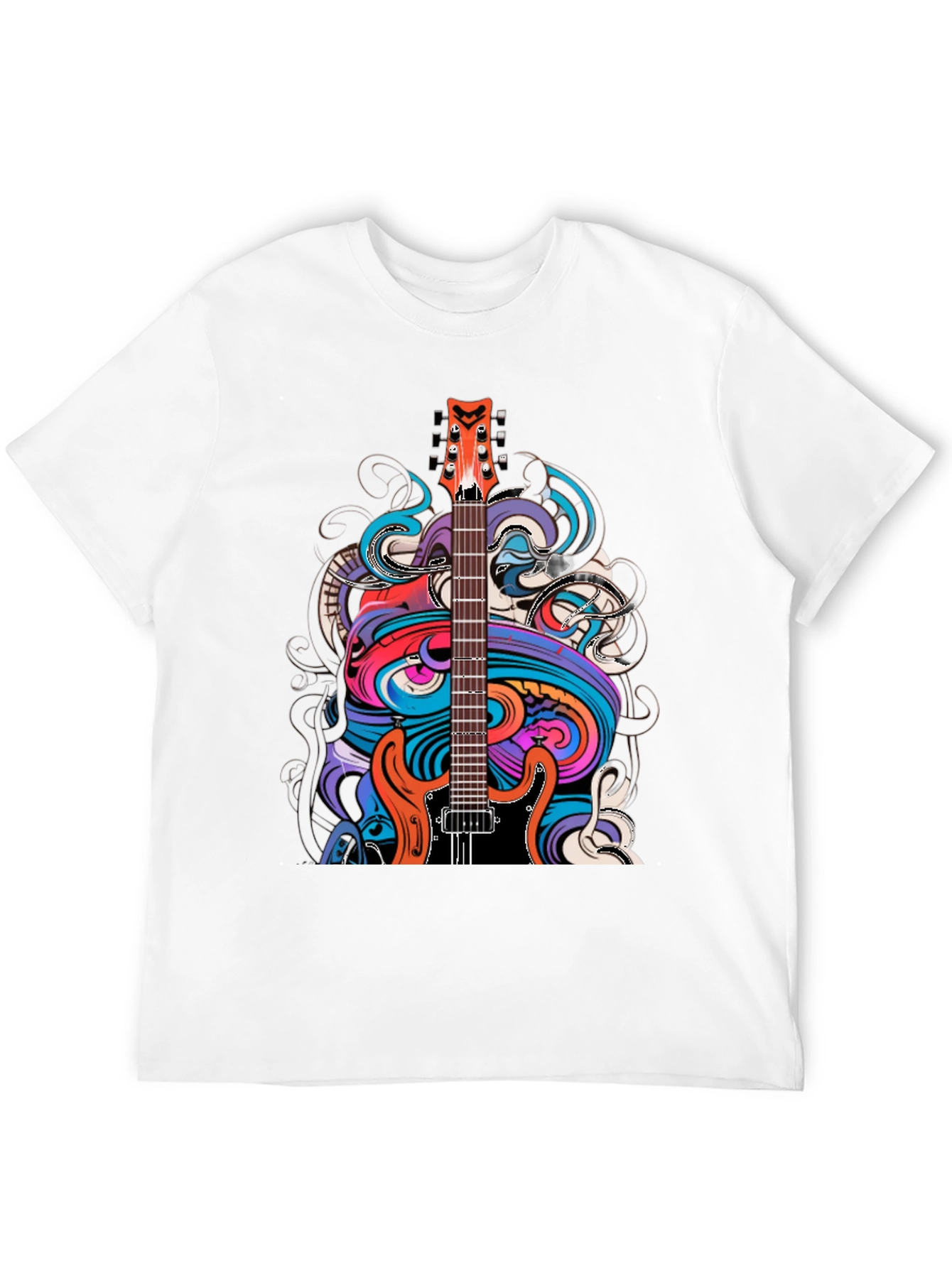 Black Electric Guitar Art T-Shirt - Rock Band Tee view 12