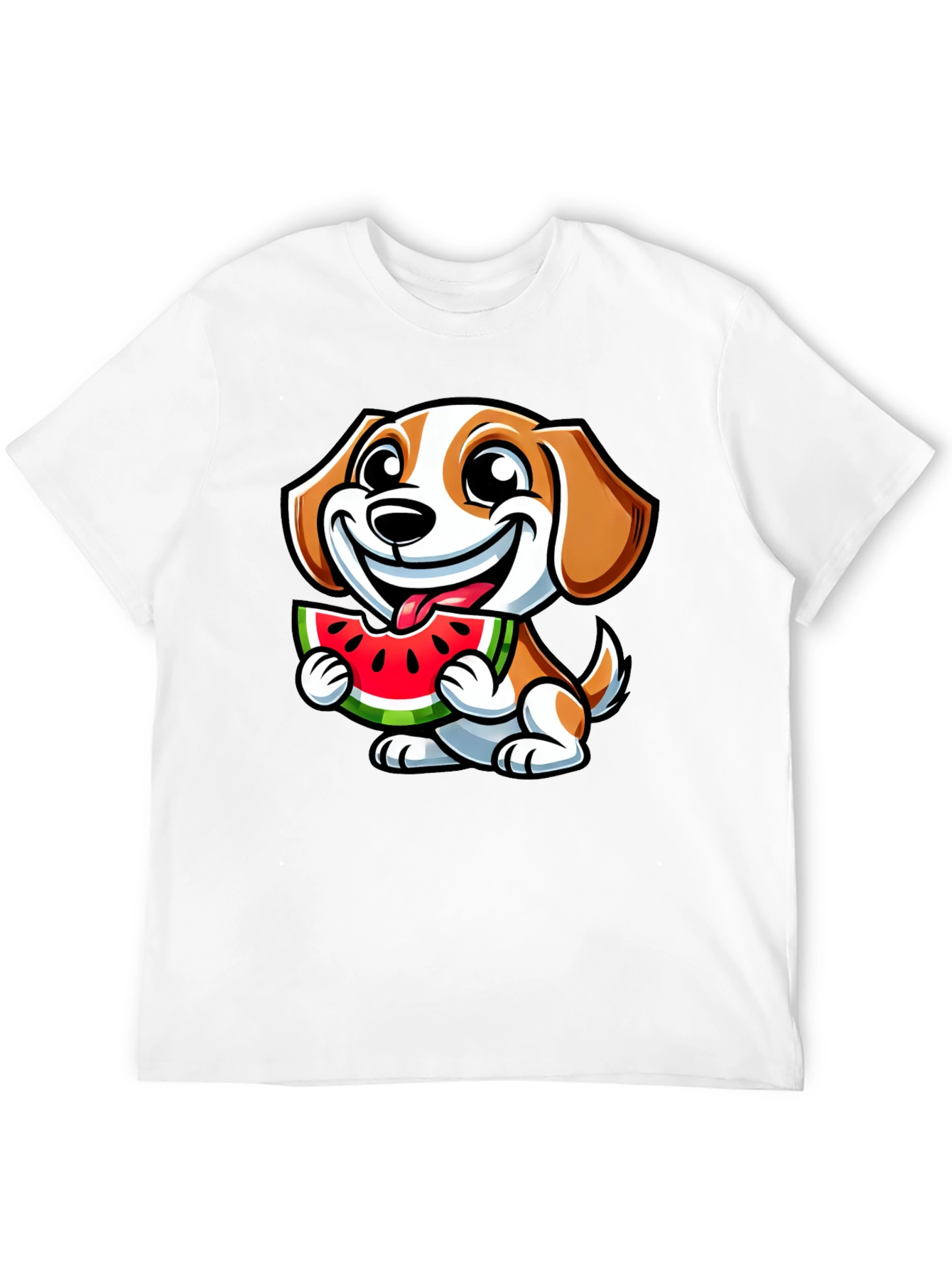 Black Cute Dog Eating Watermelon Black T-Shirt view 12