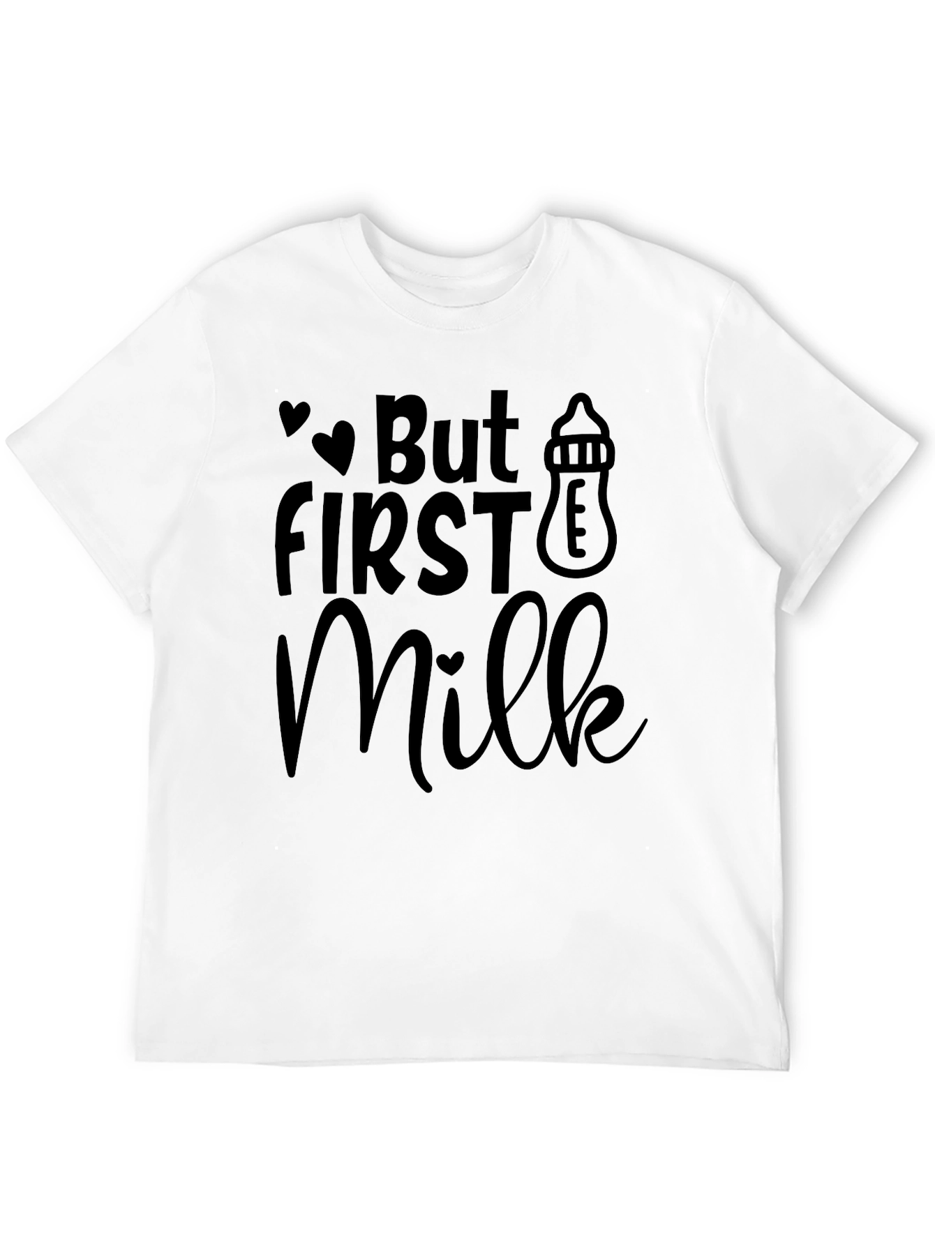 Black But First Milk T-Shirt - Black Novelty Tee view 12