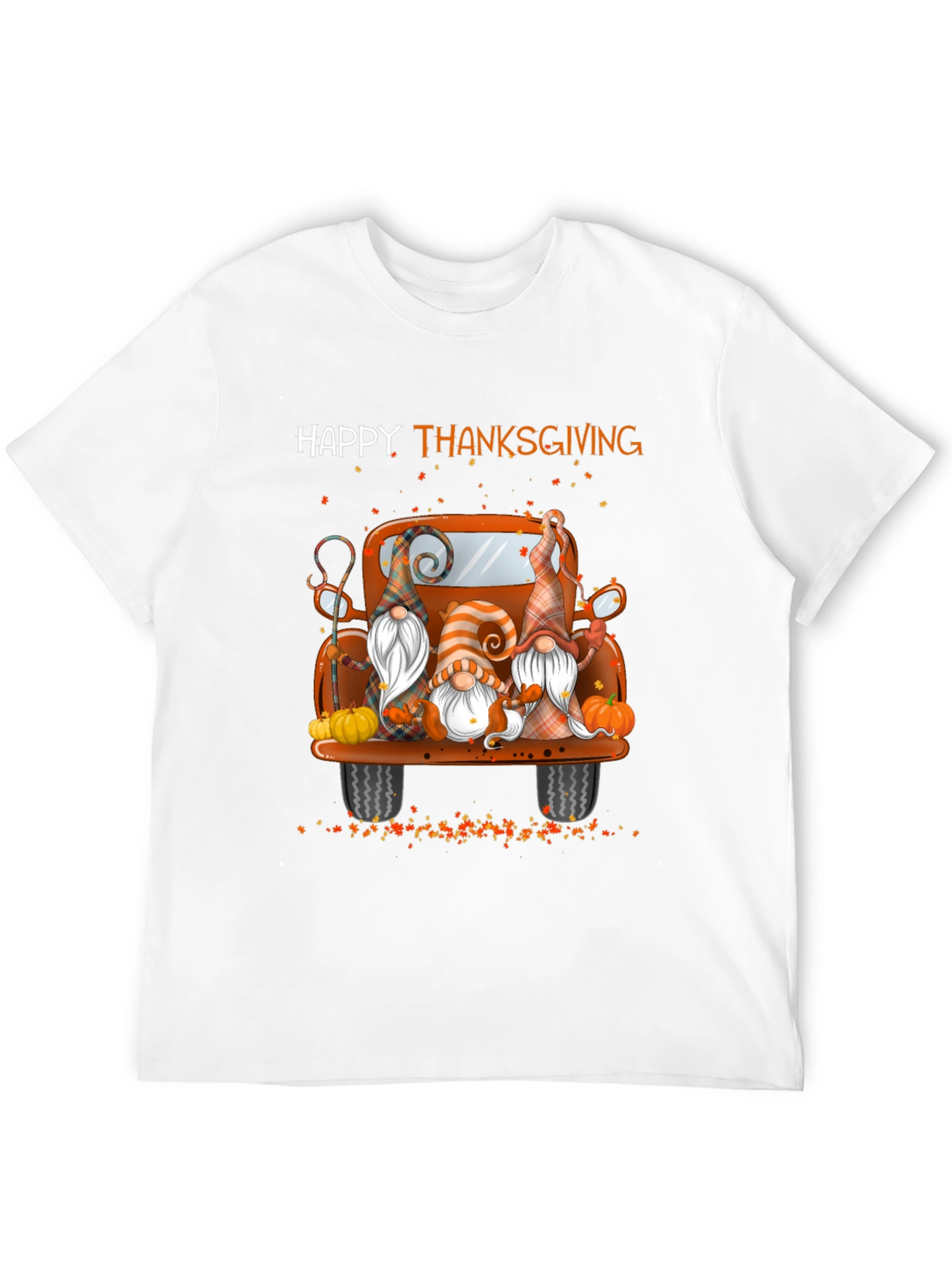 Black Happy Thanksgiving Gnomes Truck T-Shirt view 12