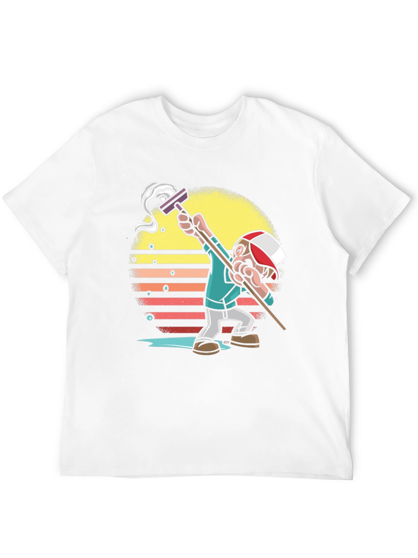 Black Retro Style Mop Cartoon Graphic T-Shirt view 12