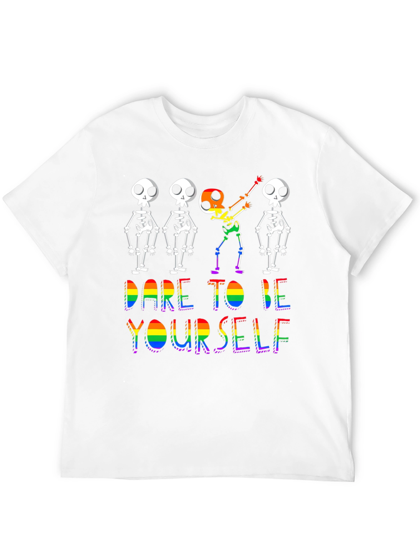 Black Dare To Be Yourself Skeleton Pride T-Shirt view 12