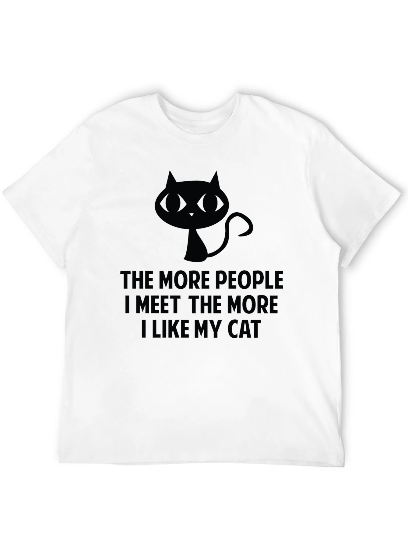 Black The More People I Meet Cat T-Shirt view 12