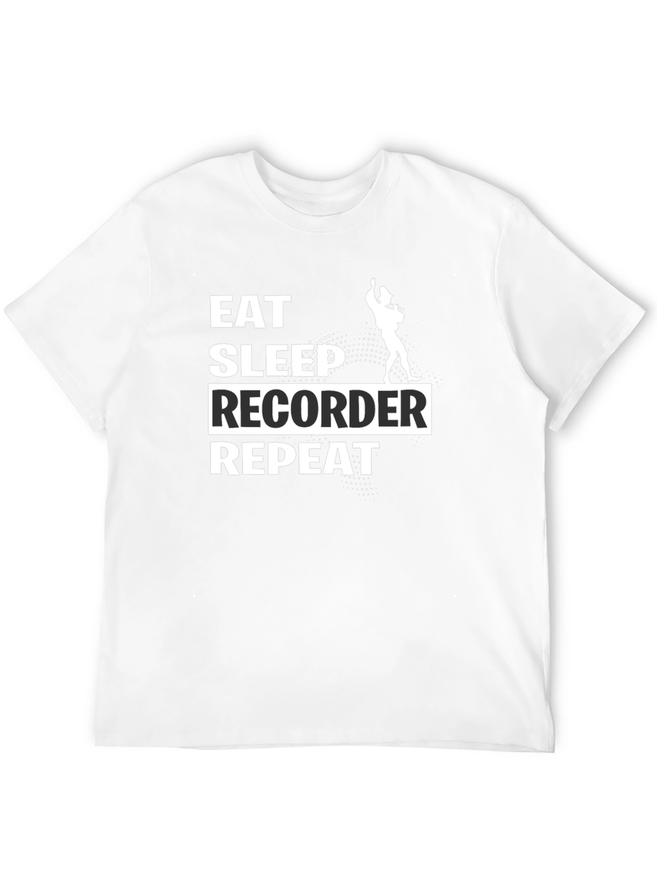 Black Eat Sleep Recorder Repeat Black T-Shirt view 12