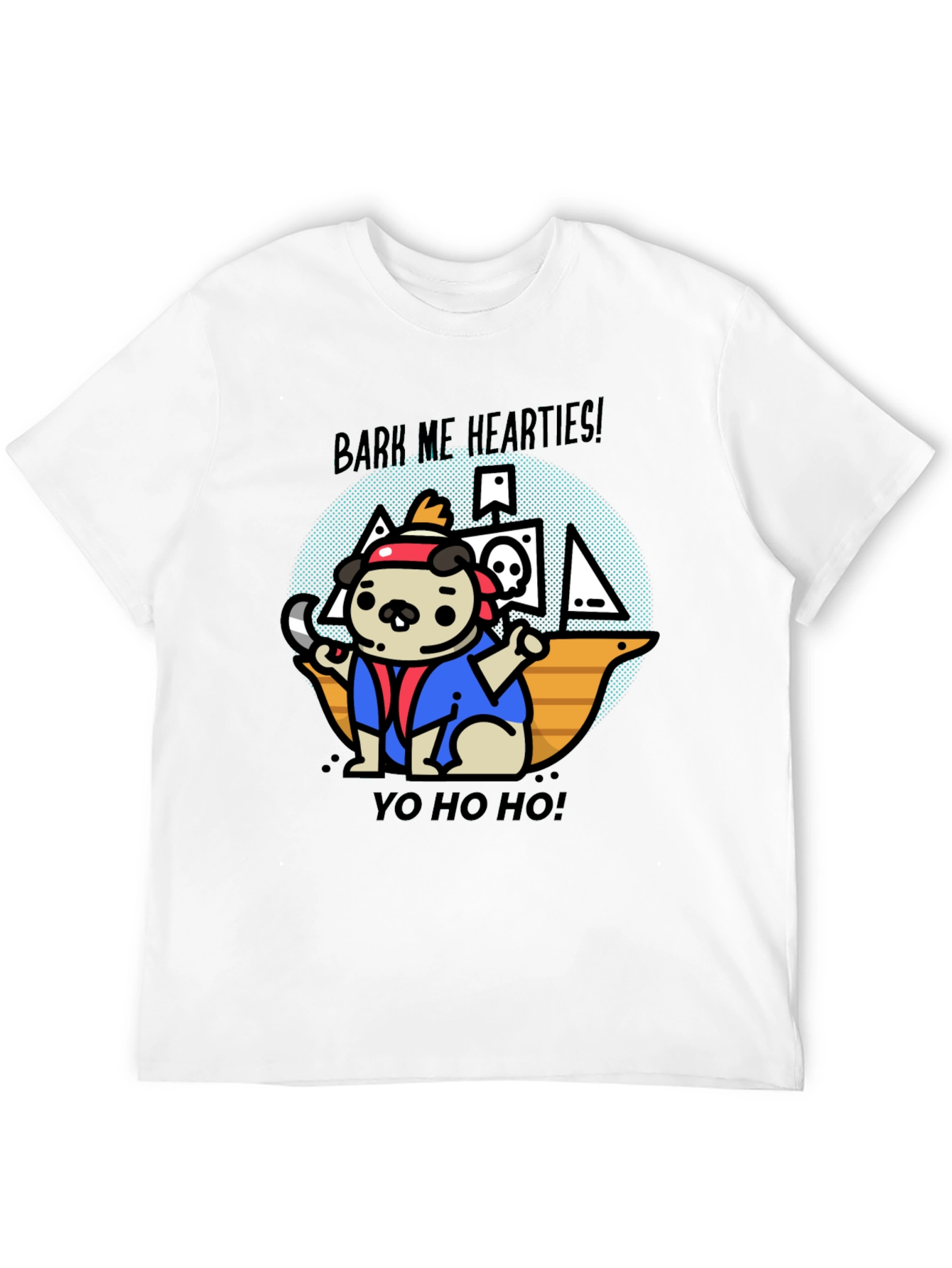 Black Pirate Pug T-Shirt - Bark Me Hearties! view 12