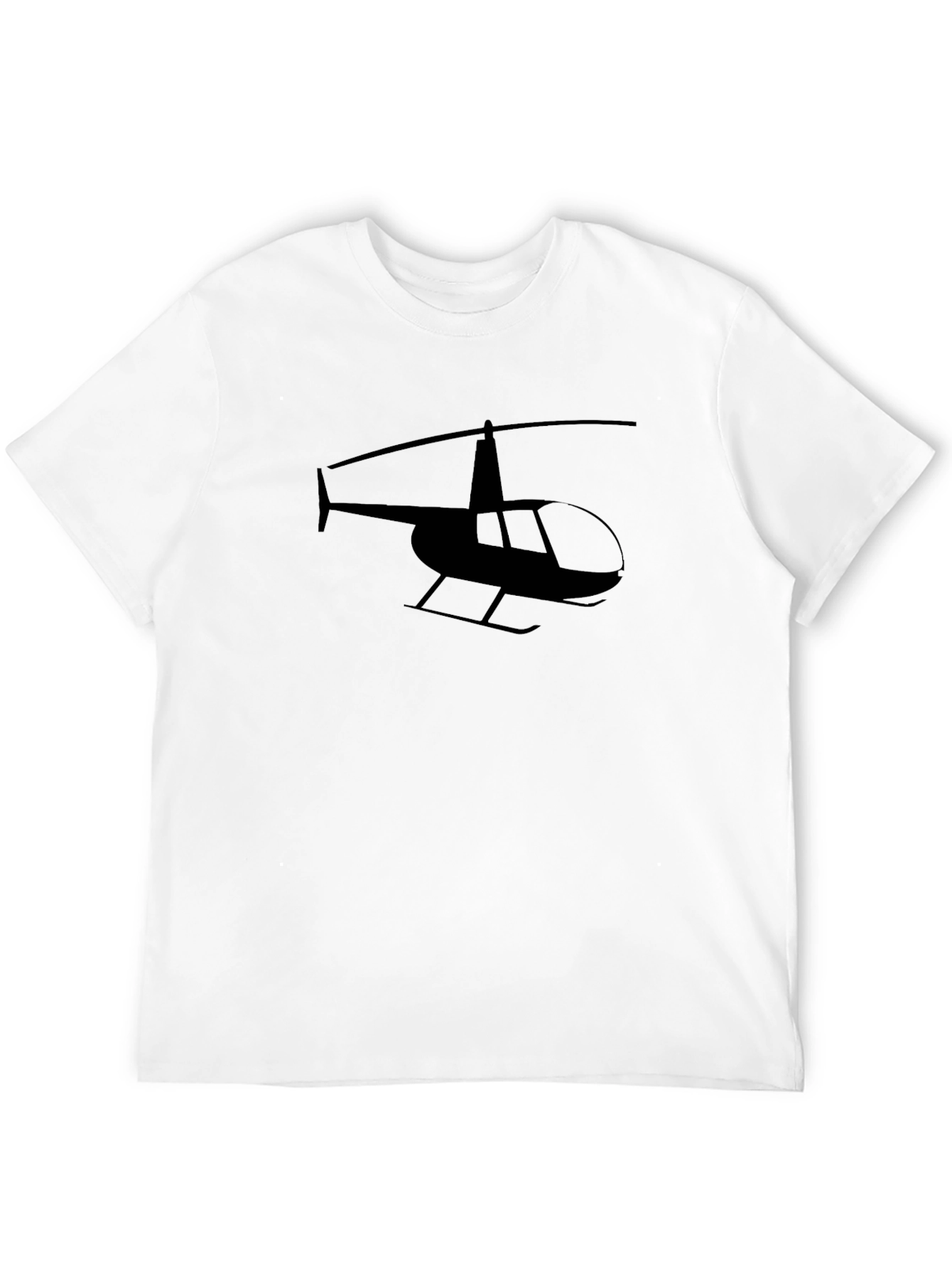 Black Helicopter Silhouette Graphic Tee - Black Cotton T-Shirt view 12