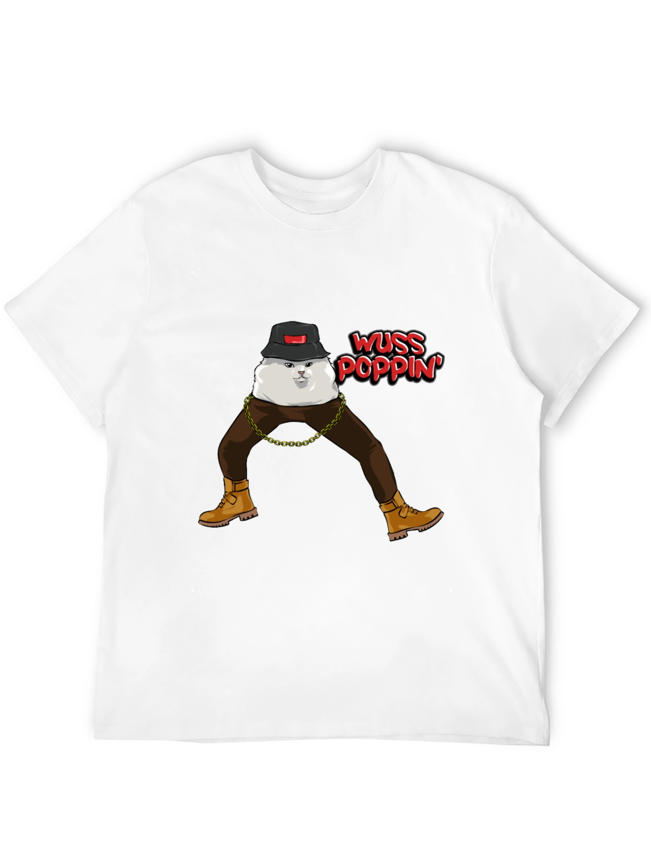 Black Wuss Poppin' Cat Graphic T-Shirt view 12