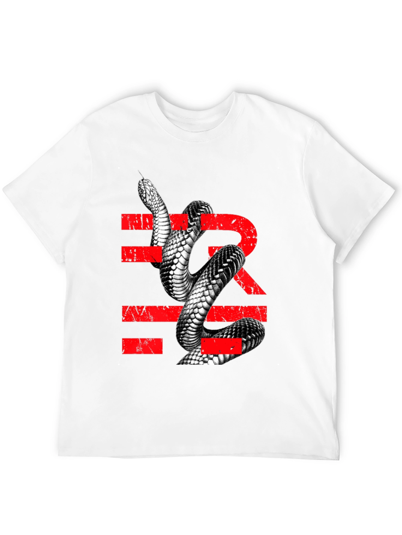 Black Snake Graphic Tee - Men's Black T-Shirt with Reptile Print view 12