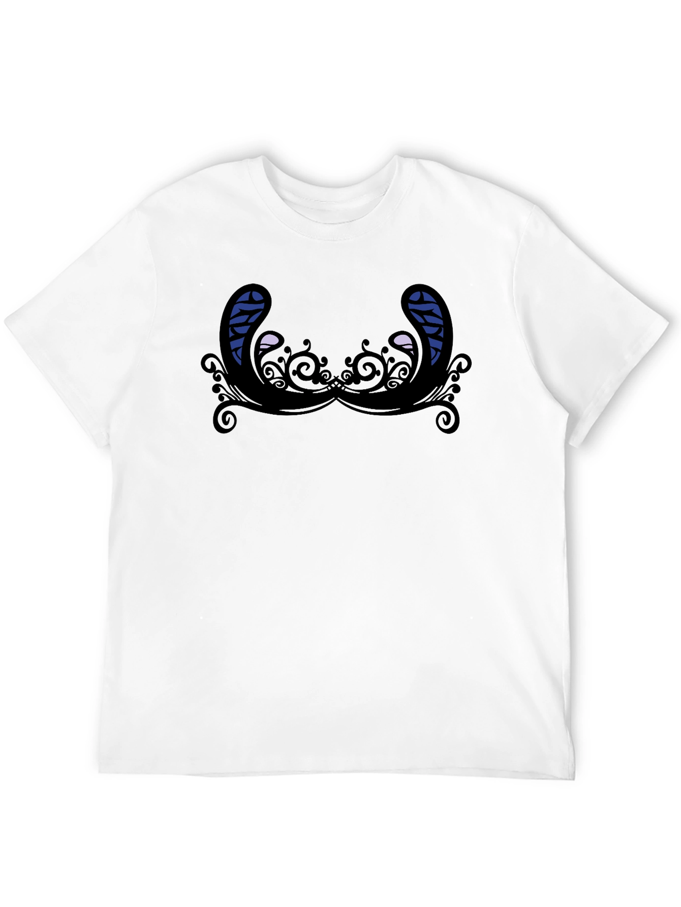 Black Novelty Graphic T-Shirt - Quirky Mustache Design, Black Tee view 12