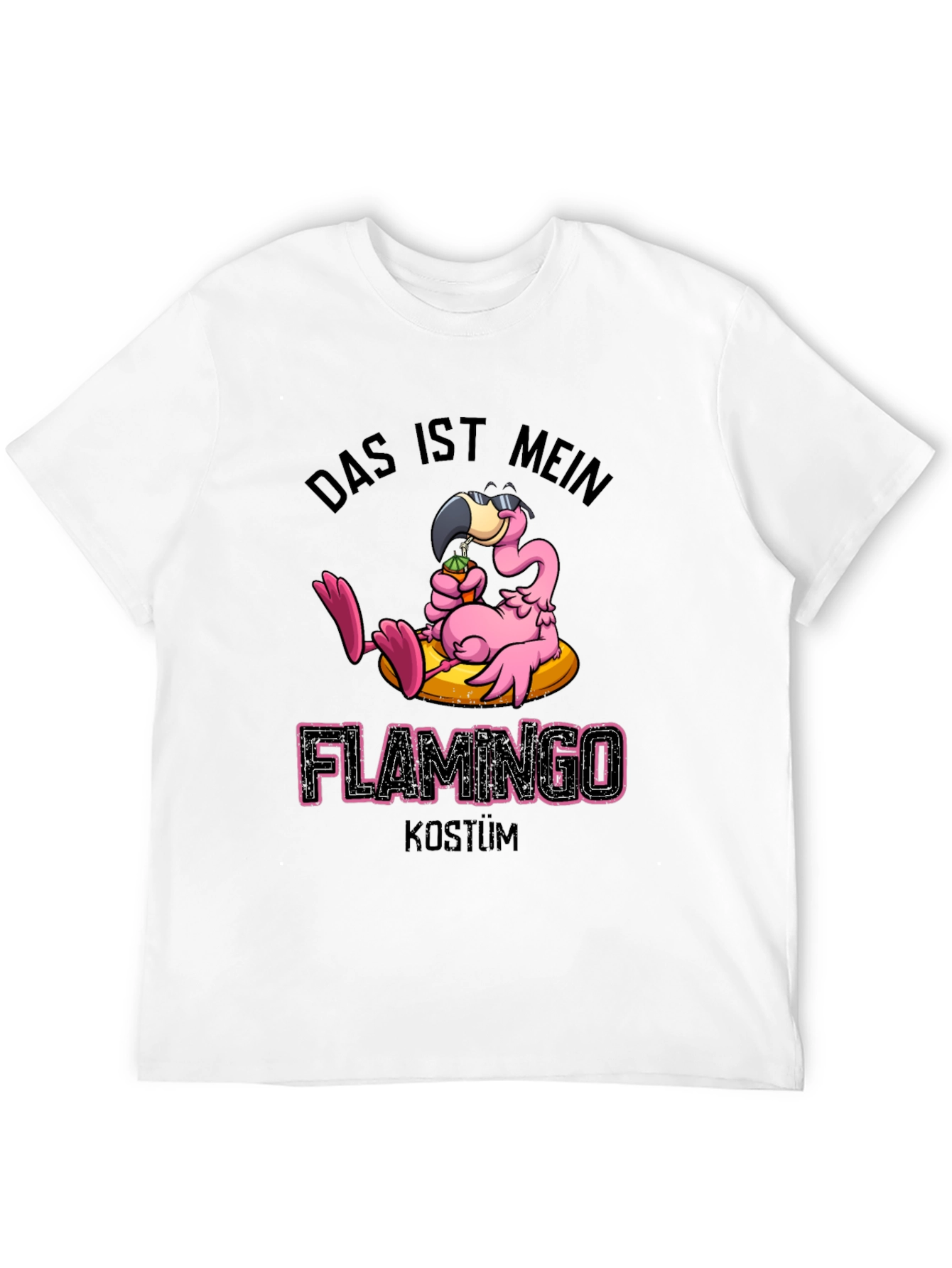 Black Funny Flamingo Costume T-Shirt view 12