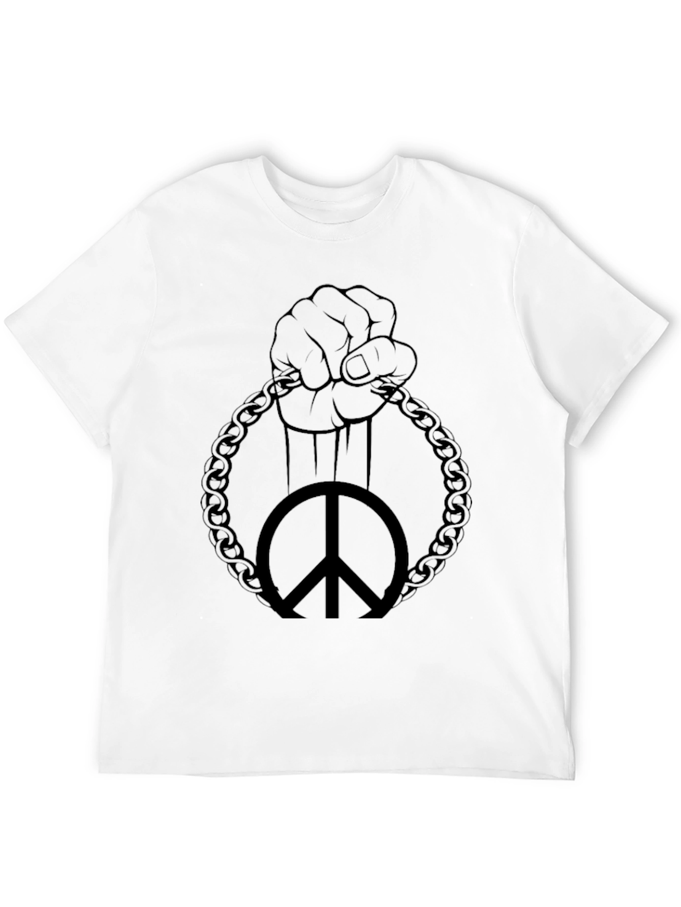 Black Peace Fist Chain Graphic Tee - Black view 12