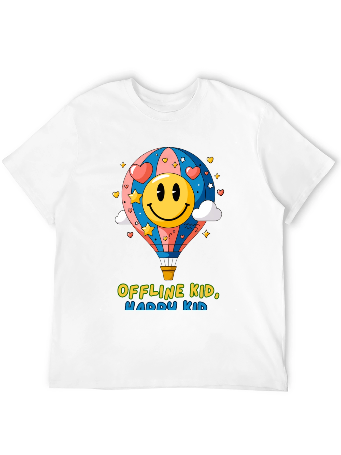 Black Offline Kid, Happy Kid Black Graphic Tee view 12