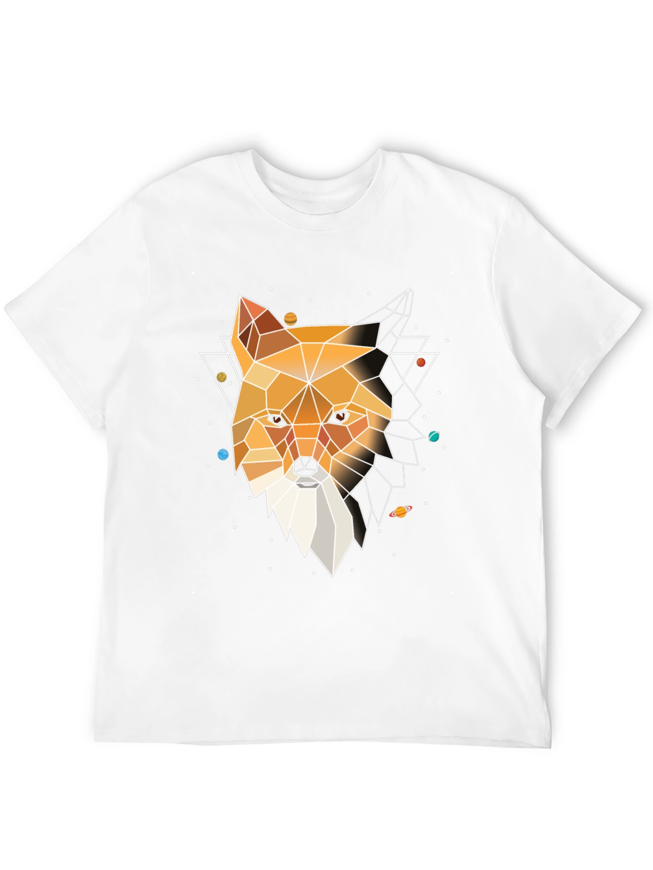 Black Geometric Fox Head Graphic Tee - Modern Black T-Shirt view 12