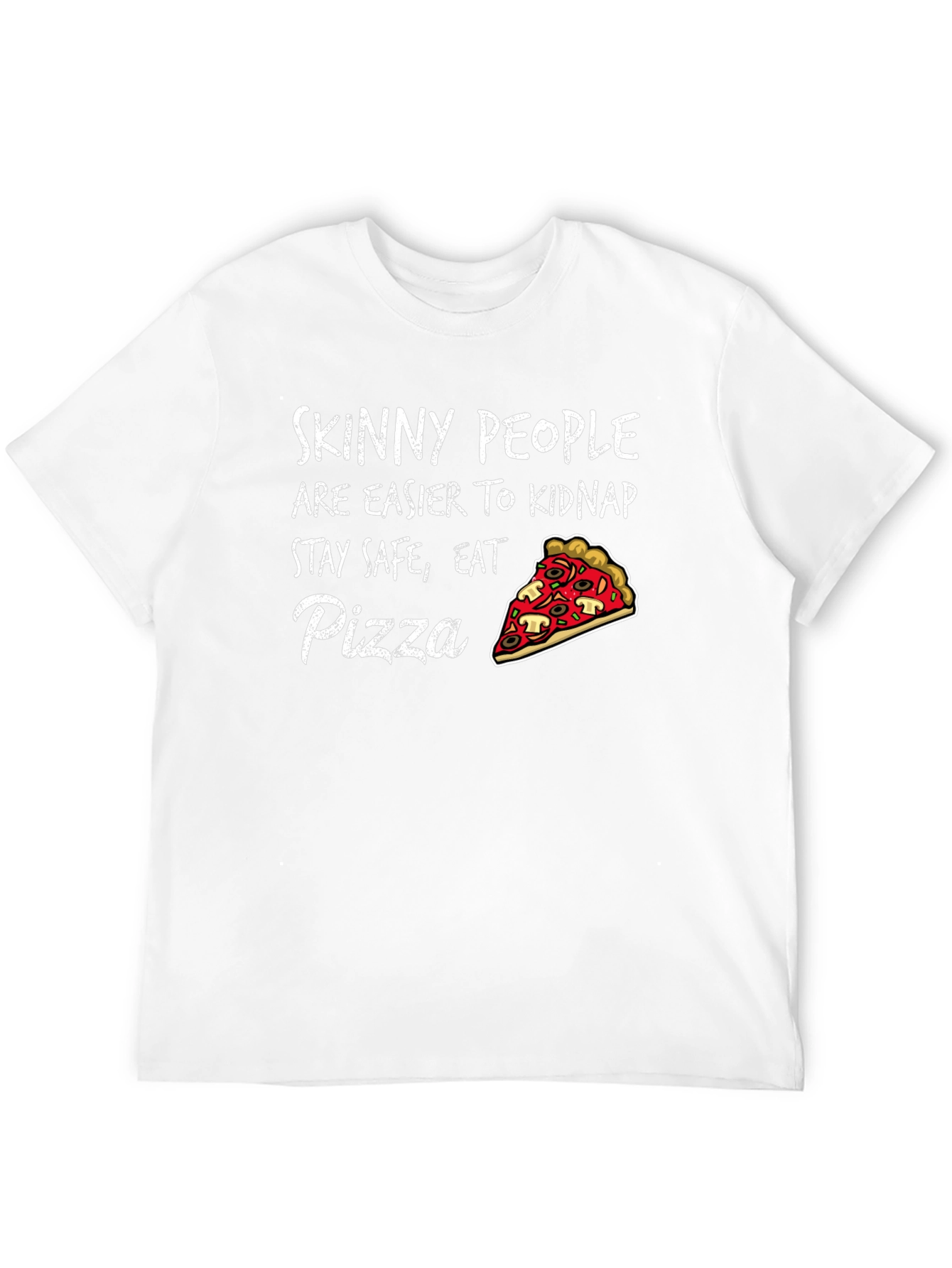 Black Skinny People Pizza Graphic Tee - Eat Pizza Stay Safe T-Shirt view 12