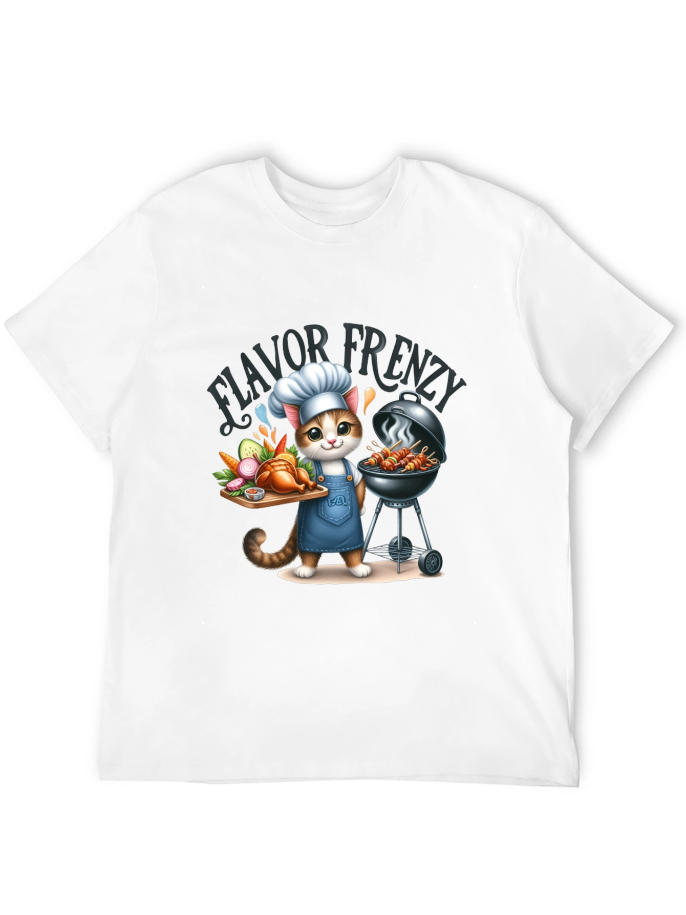 Black Flavor Frenzy Cat Chef T-Shirt view 12