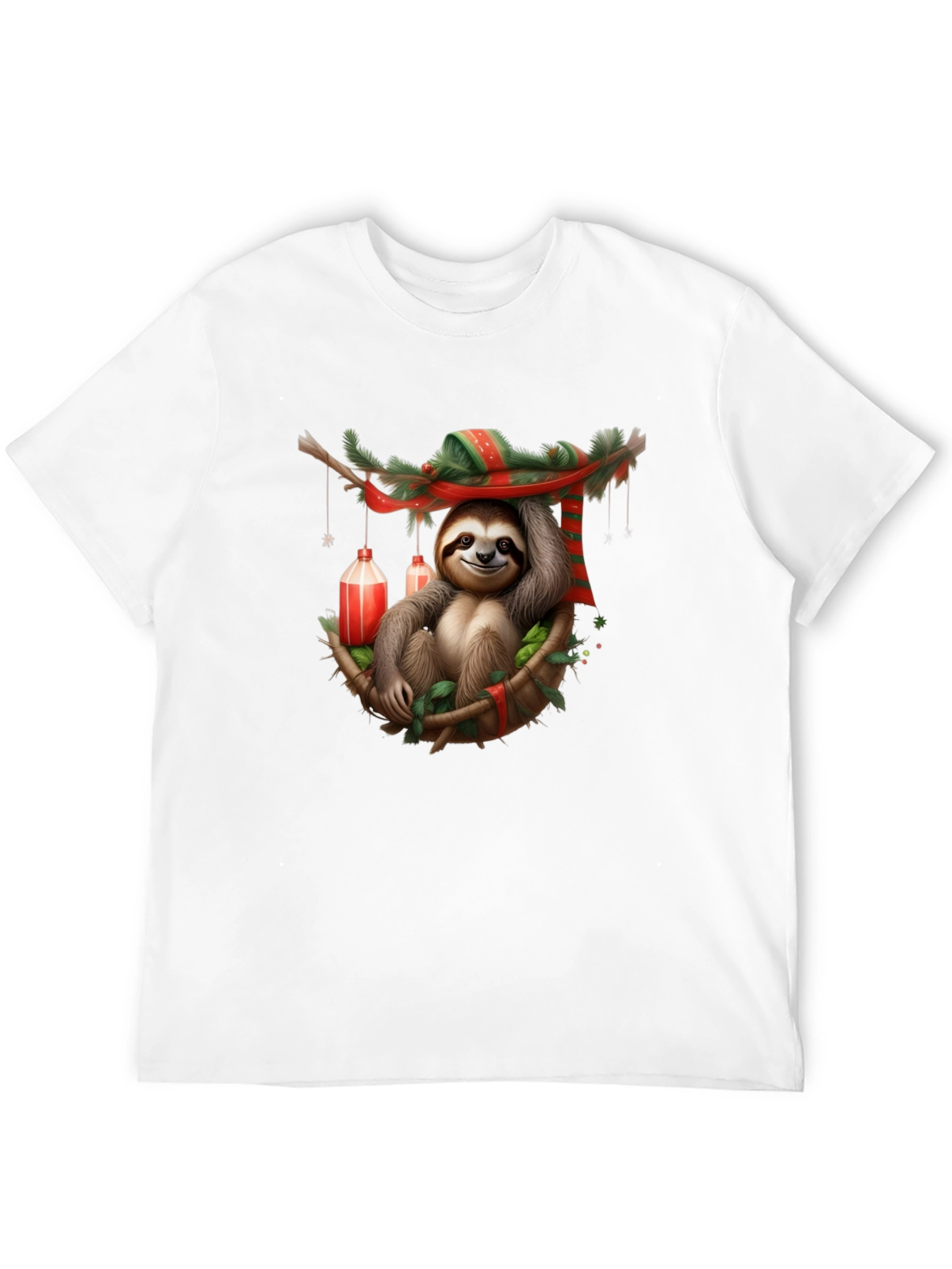 Black Festive Sloth T-Shirt - Holiday Style view 12