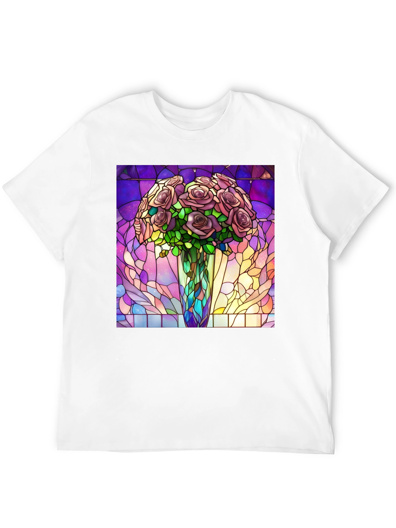 Black Stained Glass Roses Graphic T-Shirt view 12