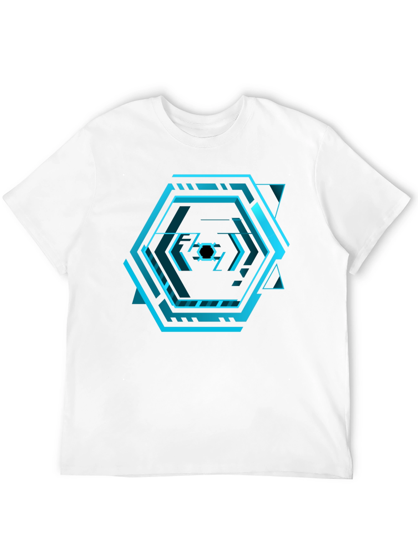 Black Cyberpunk Hexagon Black T-Shirt - Futuristic Design view 12