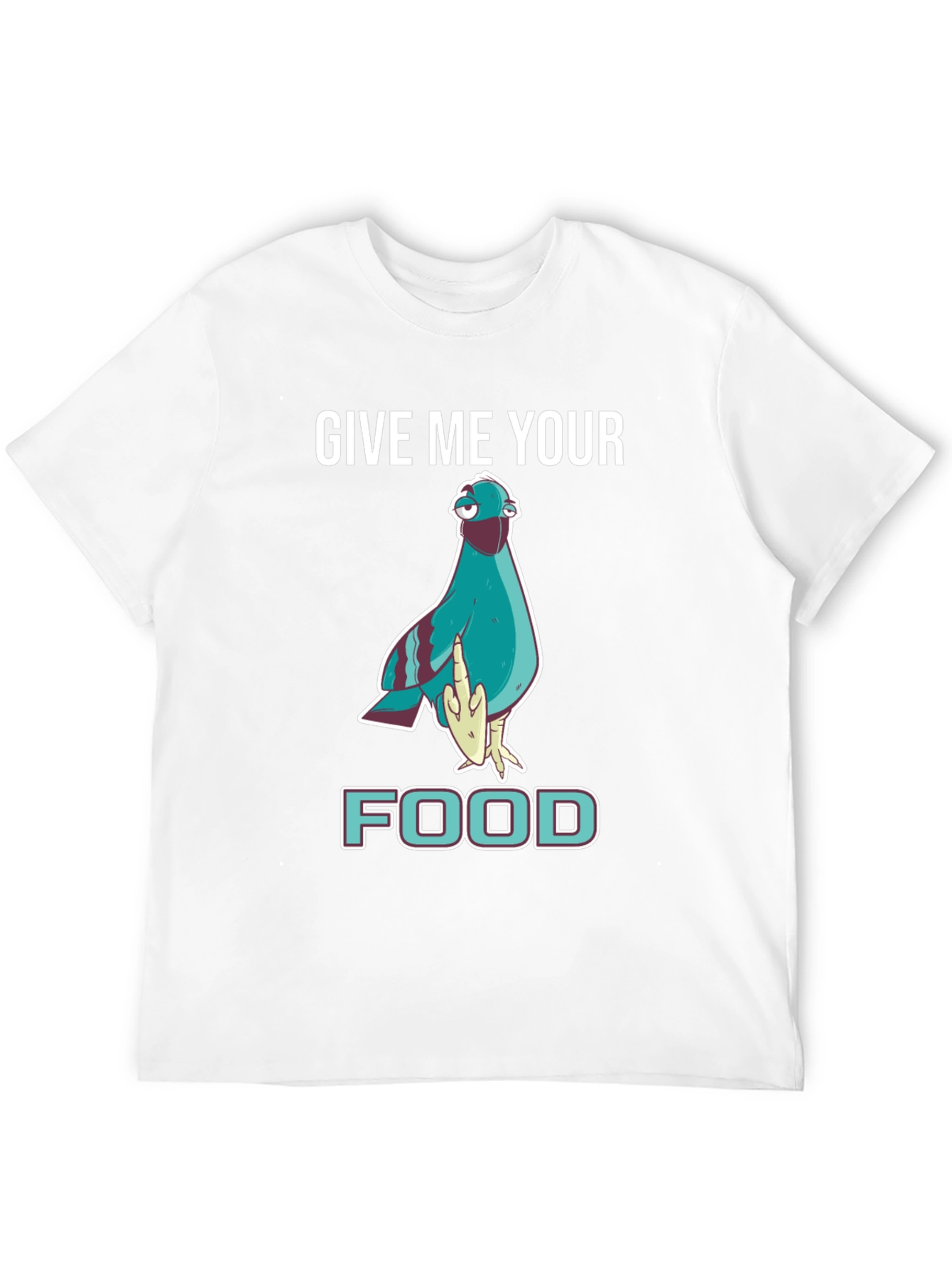 Black Give Me Your Food Pigeon T-Shirt view 12