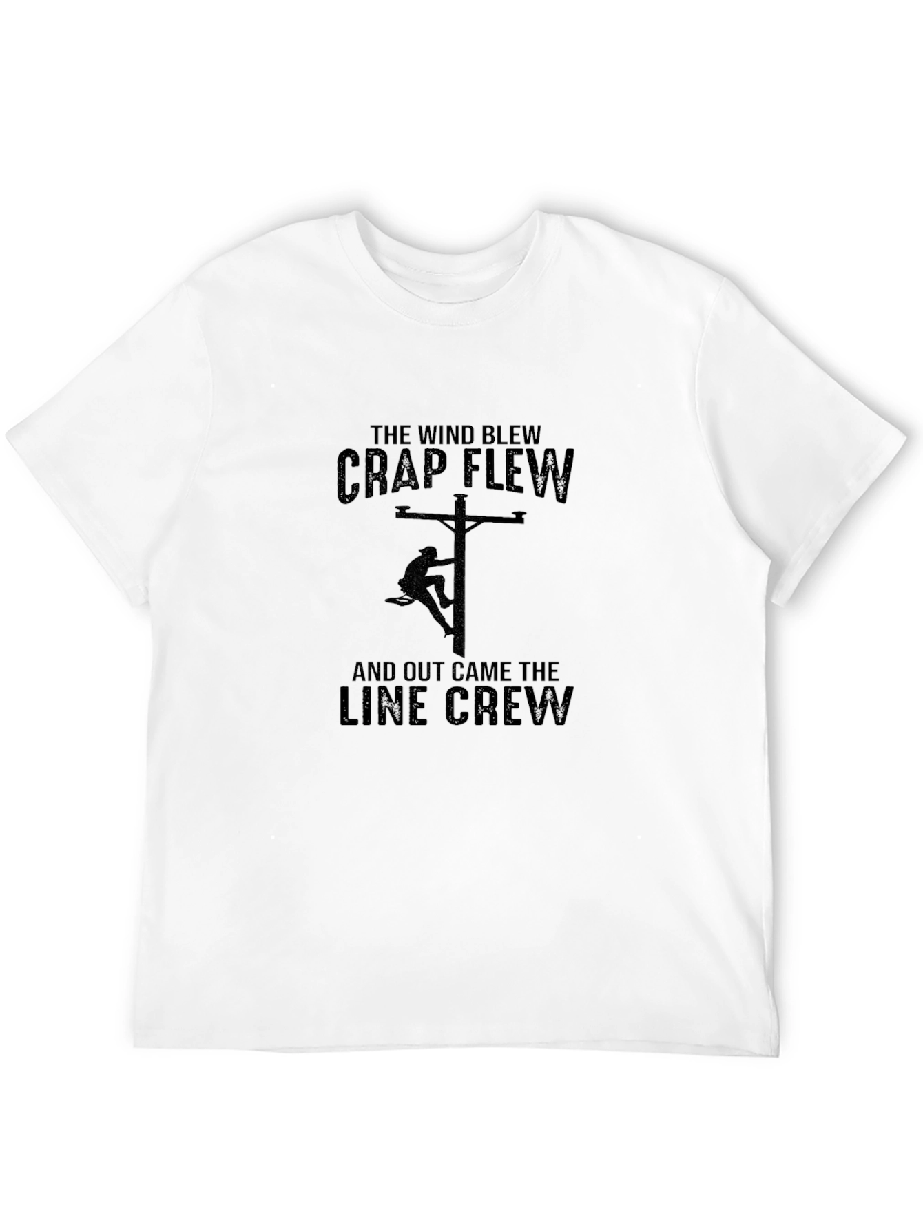 Black The Wind Blew Line Crew T-Shirt - Electrician Humor Tee view 12