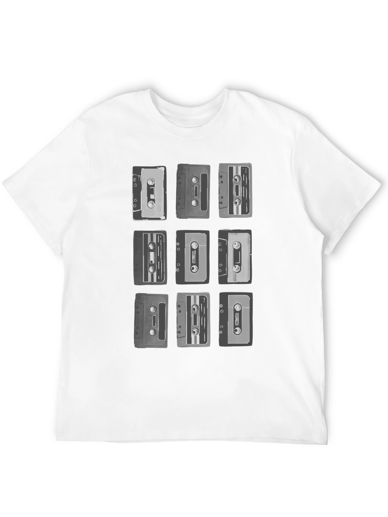Black Retro Cassette Tape Graphic Tee - Classic Music Lover Shirt view 12