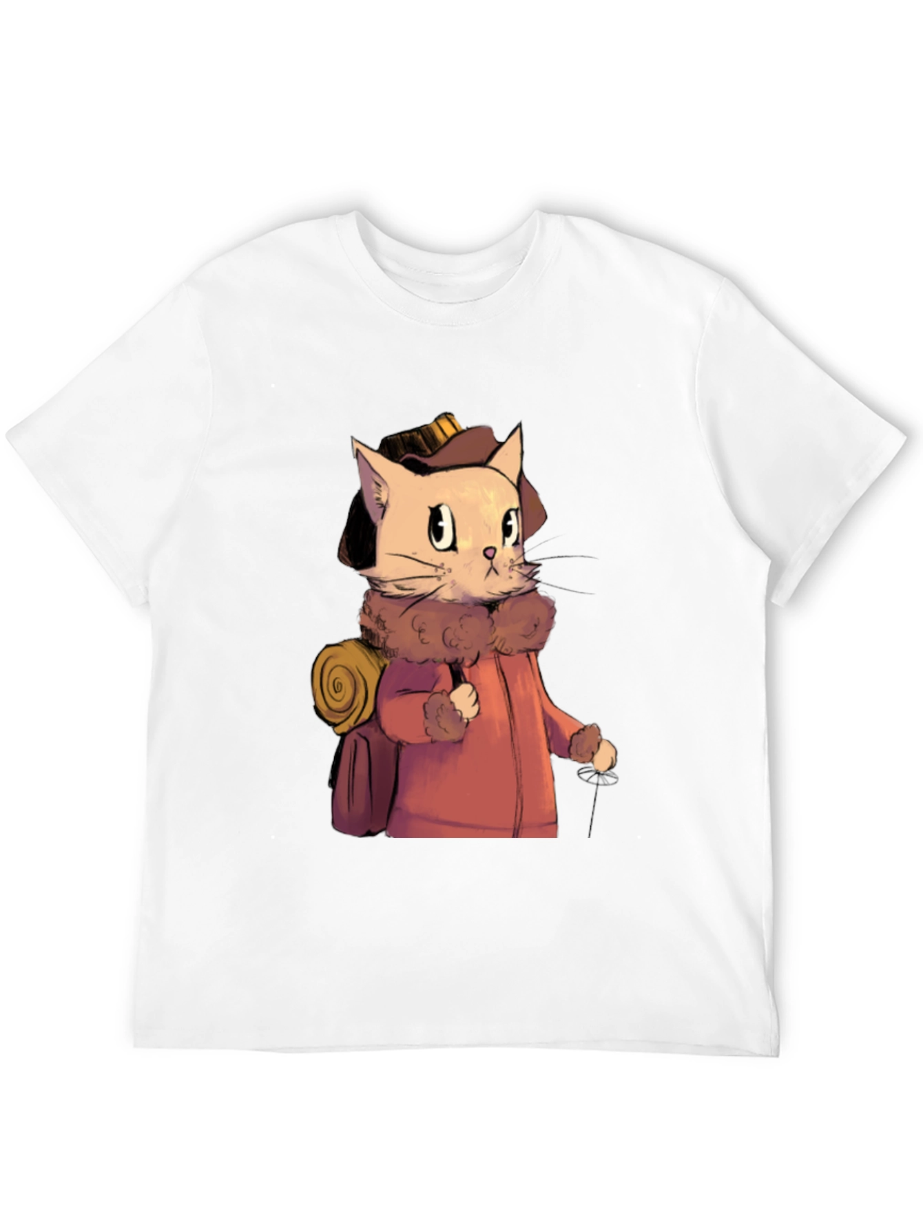 Black Adventurous Cat Traveler Graphic T-Shirt view 12