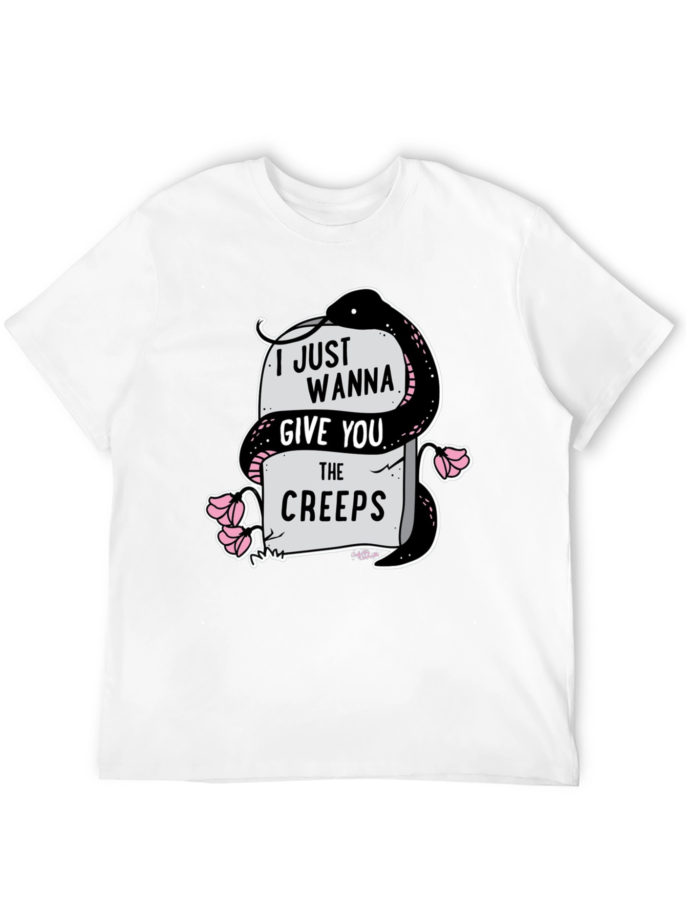 Black I Just Wanna Give You The Creeps Graphic T-Shirt view 12
