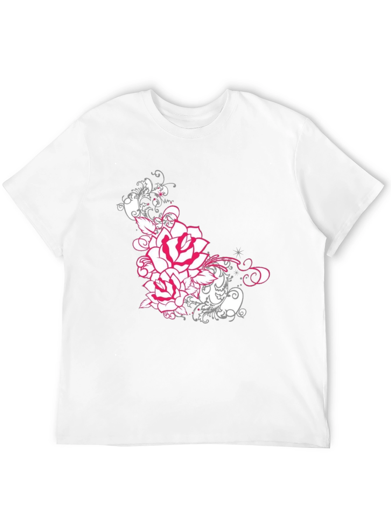 Black Floral Rose Graphic Tee - Black Cotton T-Shirt view 12
