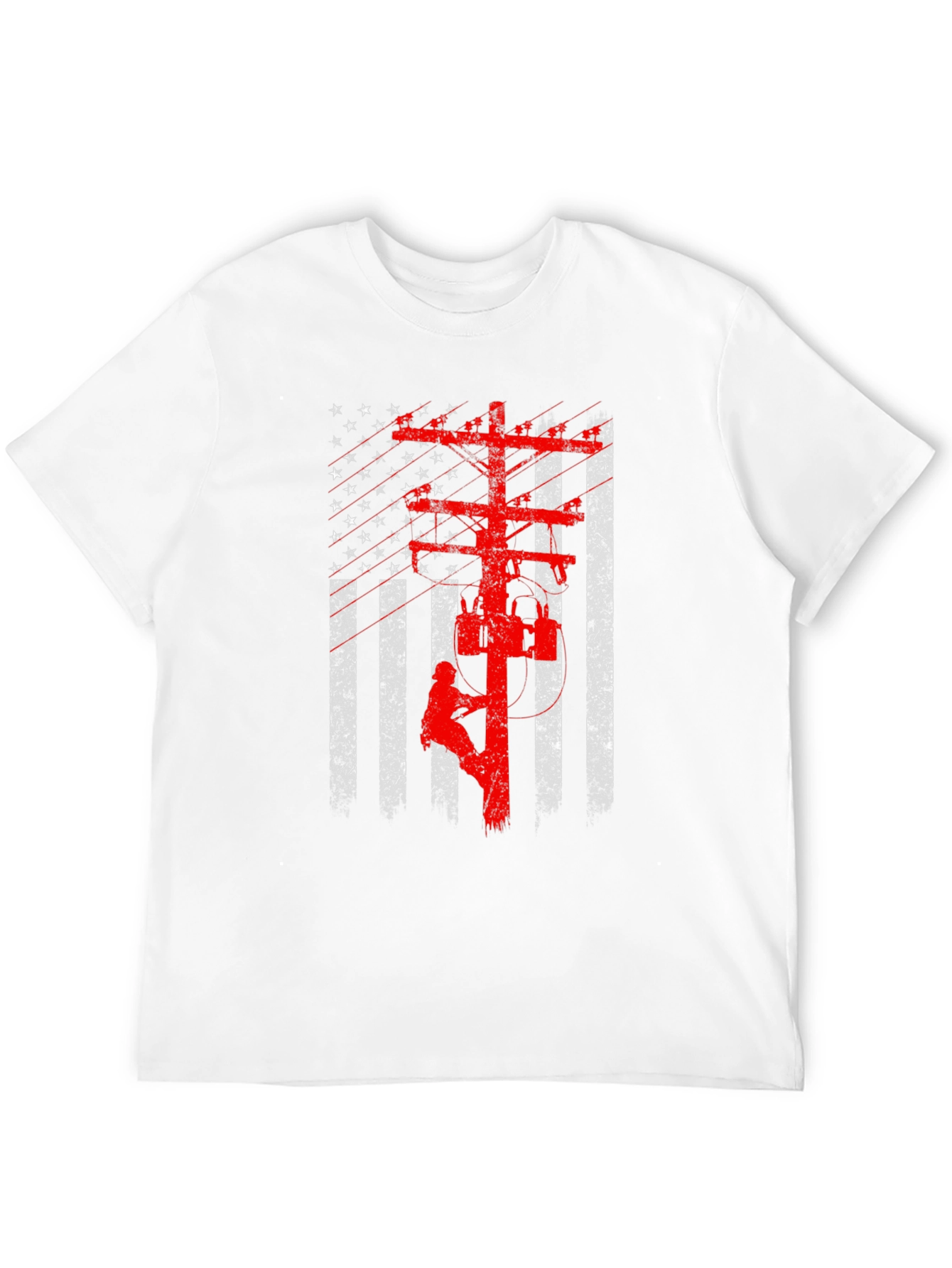 Black American Lineman Flag Graphic T-Shirt view 12