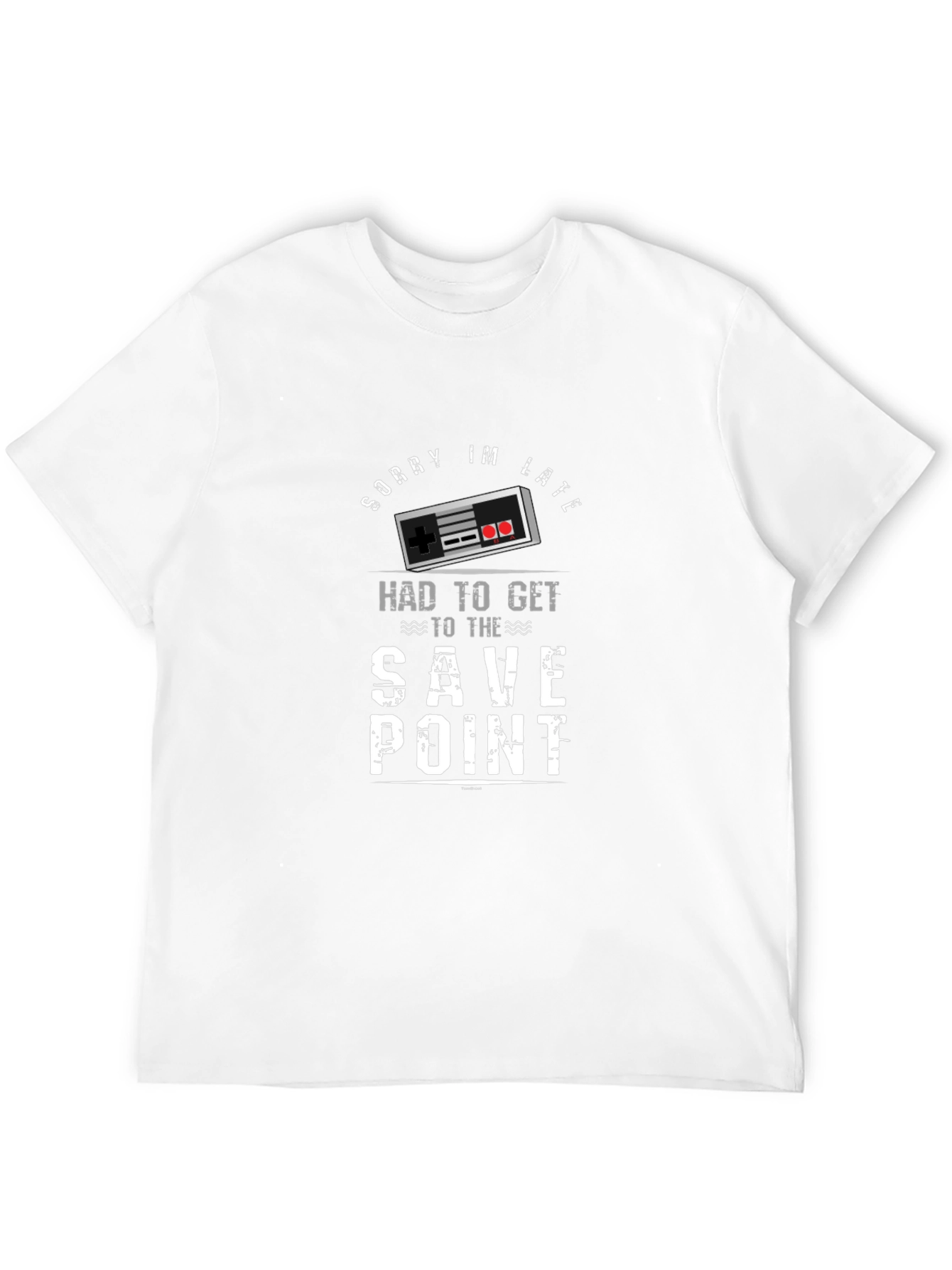 Black Gamer T-Shirt: Sorry I'm Late Save Point view 12