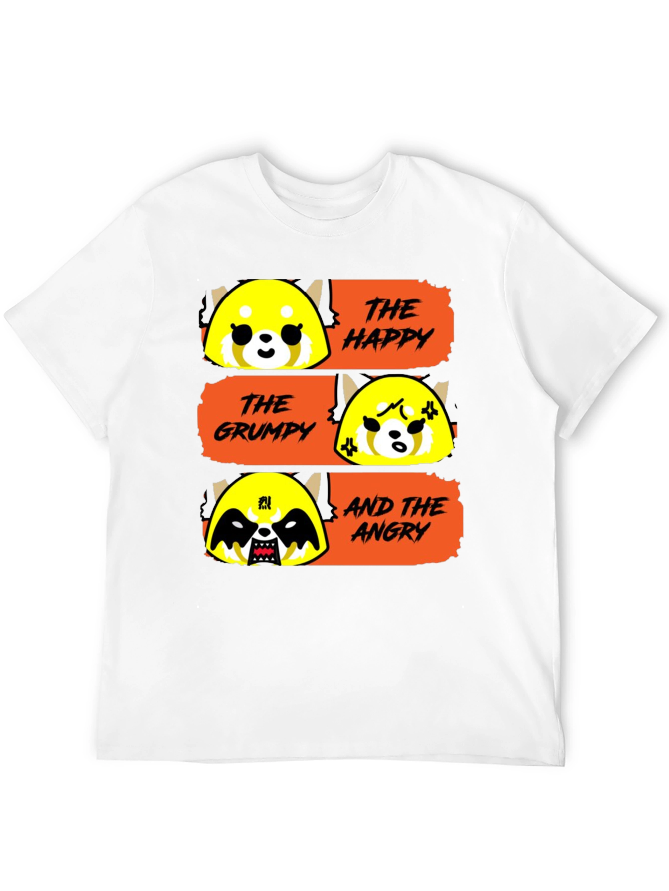 Black Aggretsuko Moods T-Shirt - Happy, Grumpy, Angry Red Panda view 12