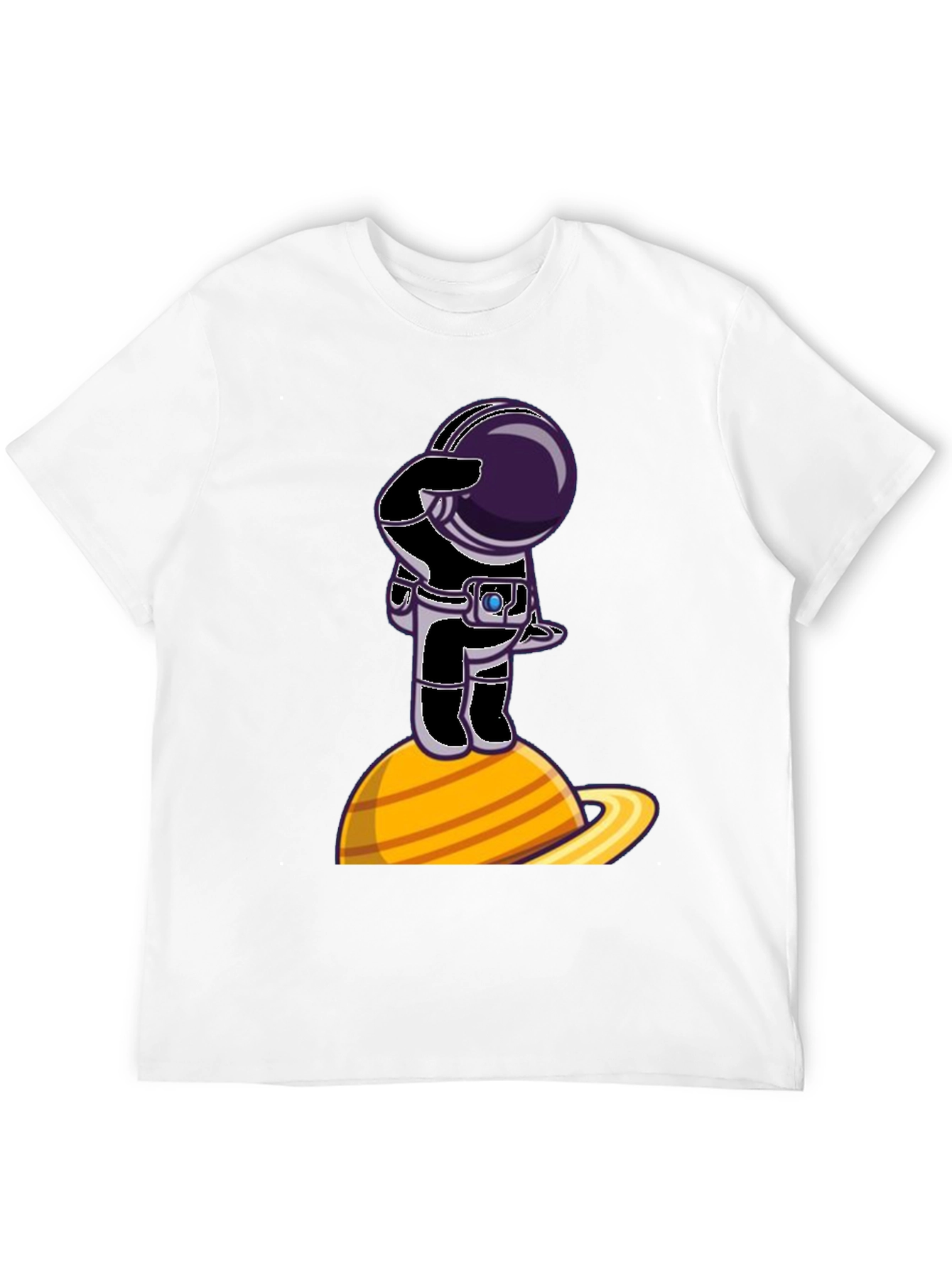 Black Astronaut on Saturn Graphic T-Shirt - Space Explorer view 12
