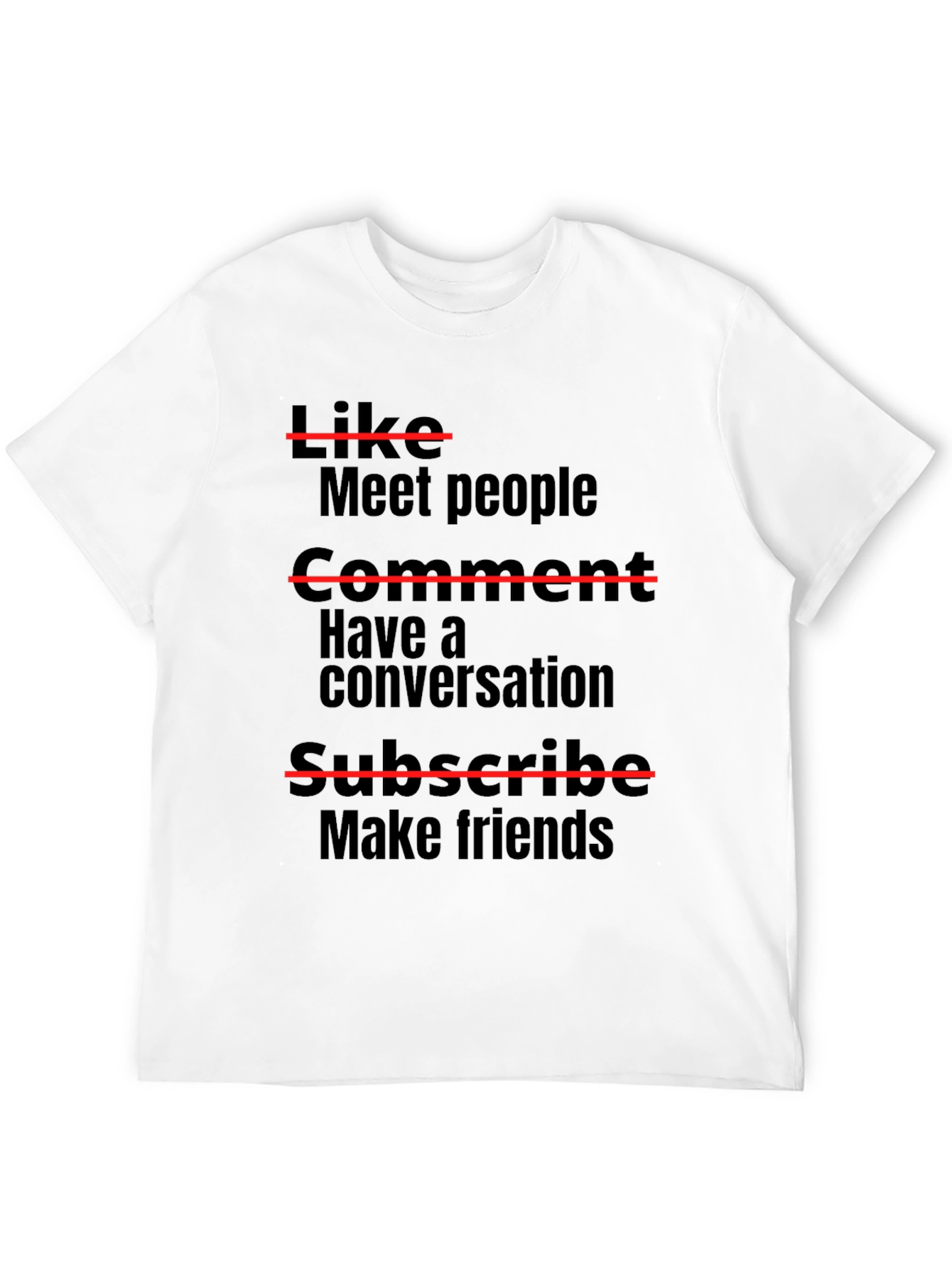 Black Funny Graphic Tee: Like, Comment, Subscribe T-Shirt view 12