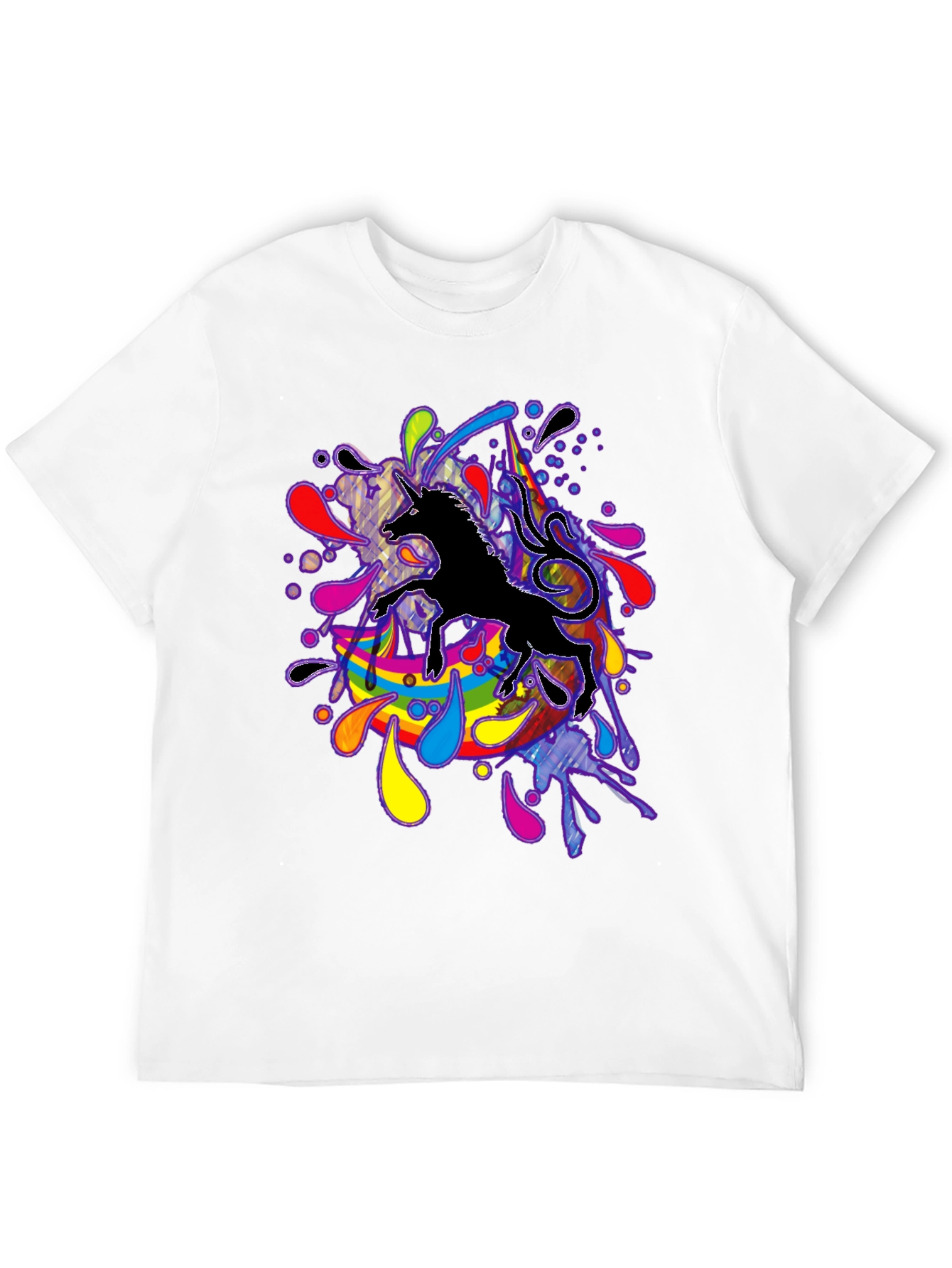 Black Unicorn Rainbow Splash T-Shirt - Black view 12