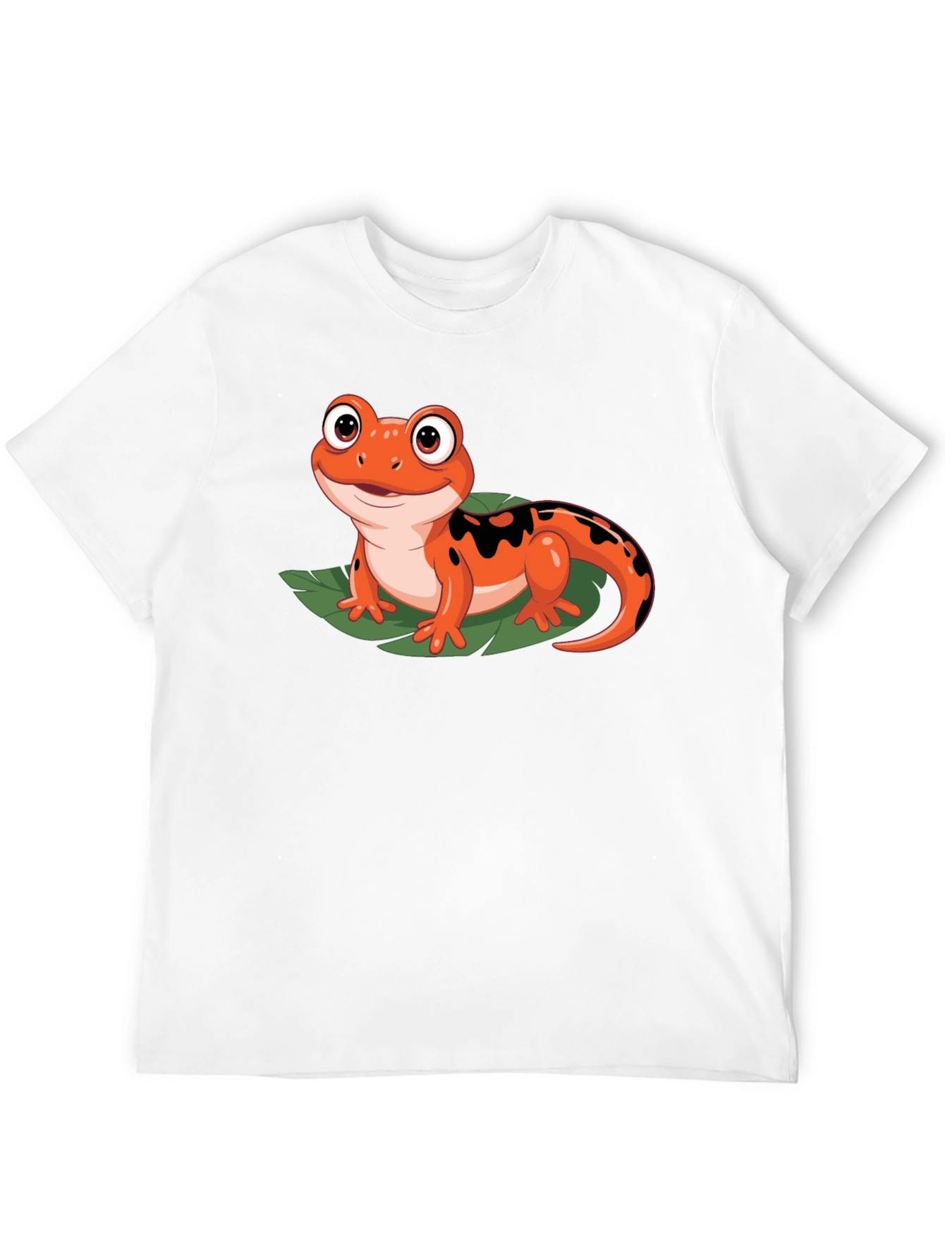 Black Cute Cartoon Salamander Graphic Black T-Shirt view 12
