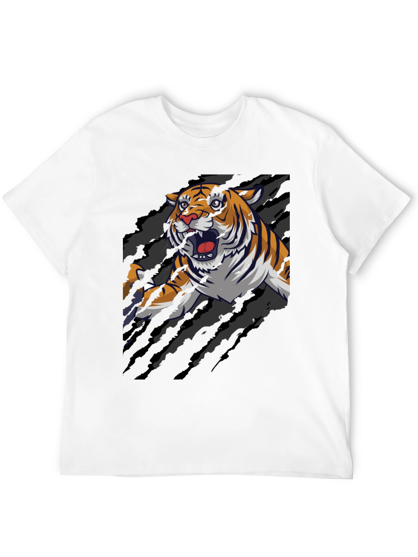 Black Roaring Tiger Graphic Print T-Shirt view 12