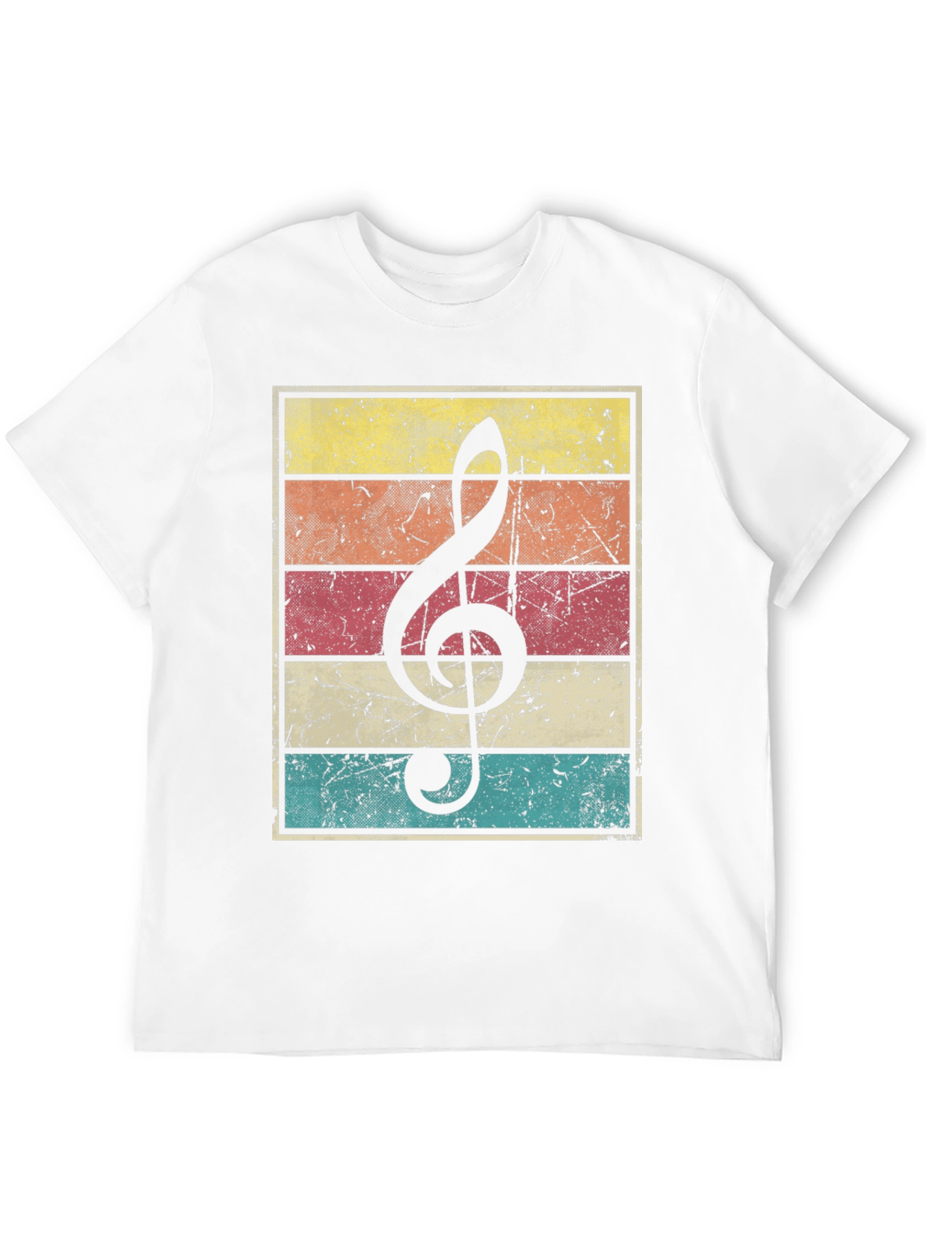 Black Retro Music Treble Clef Graphic T-Shirt view 12