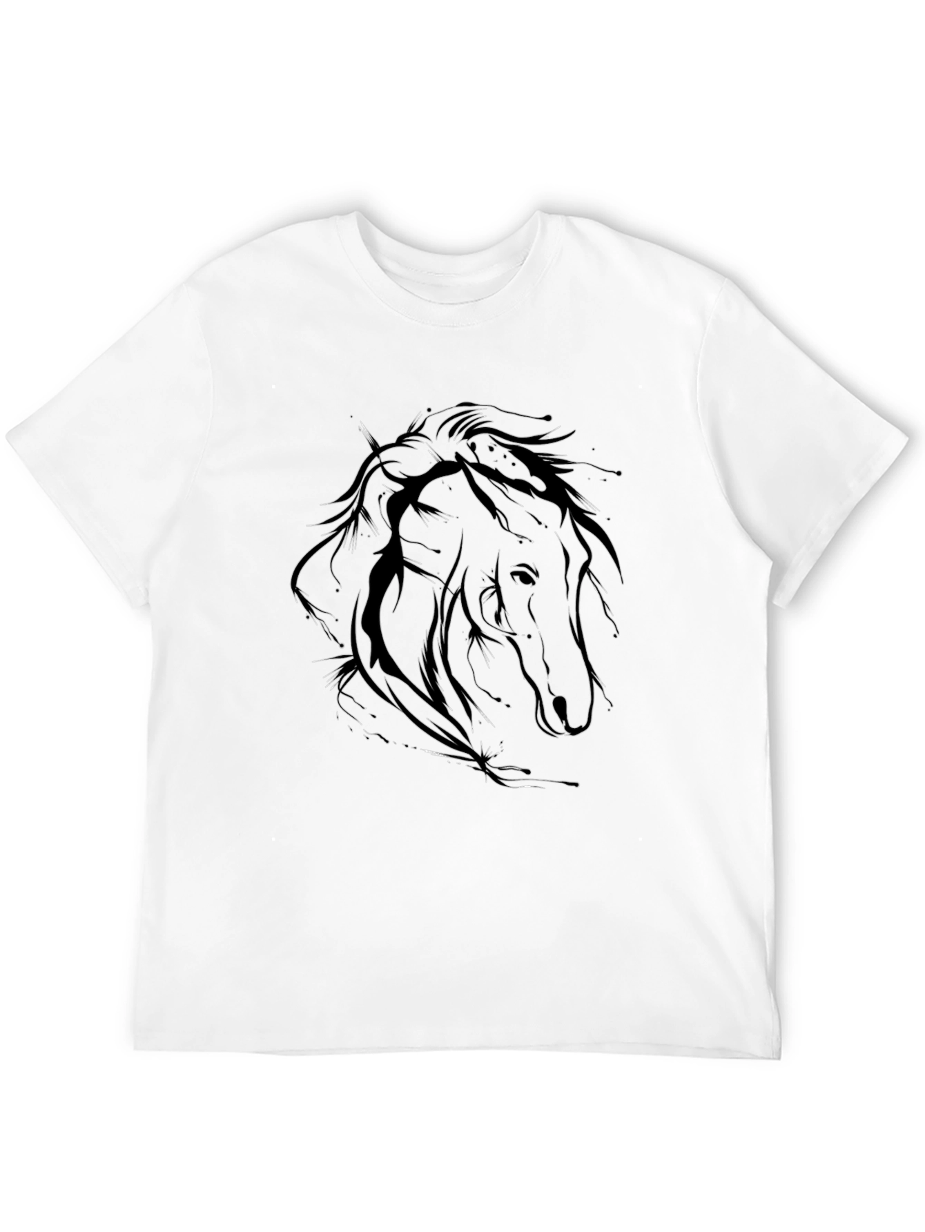 Black Men's Black Horse Outline Graphic T-Shirt view 12